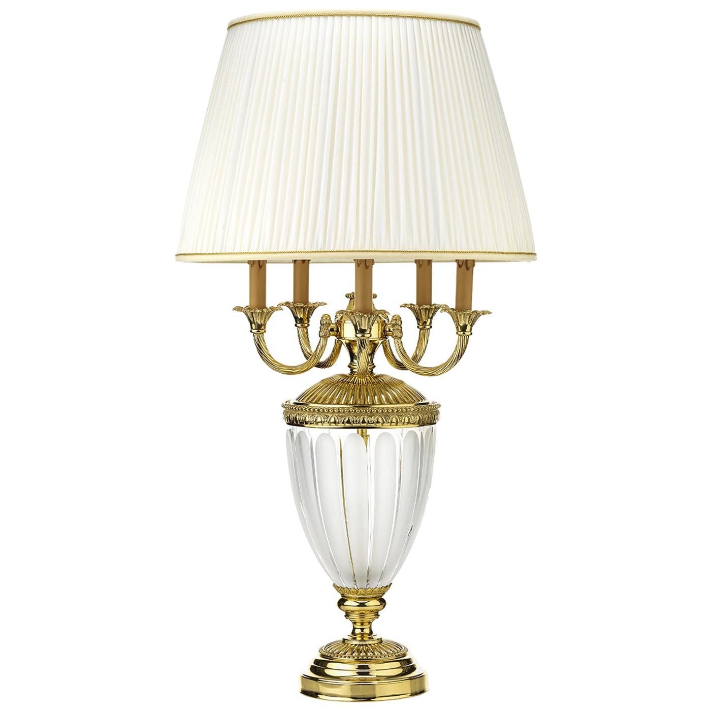 Lampe de bureau Heritage à 5 lumières, blanche et dorée