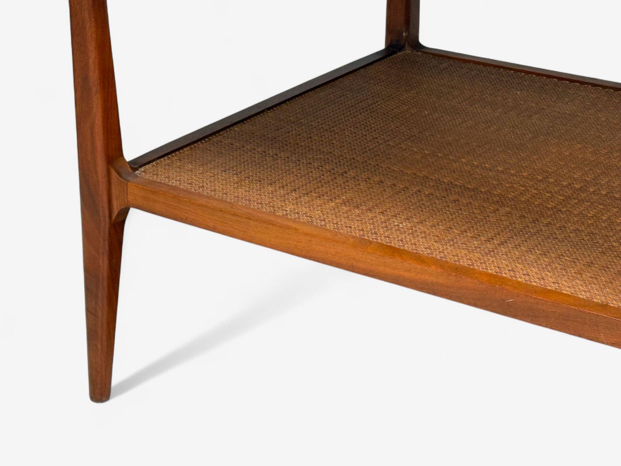 Heritage, American Modern, Walnut, Cane, End Tables, USA, 1960s For Sale 5