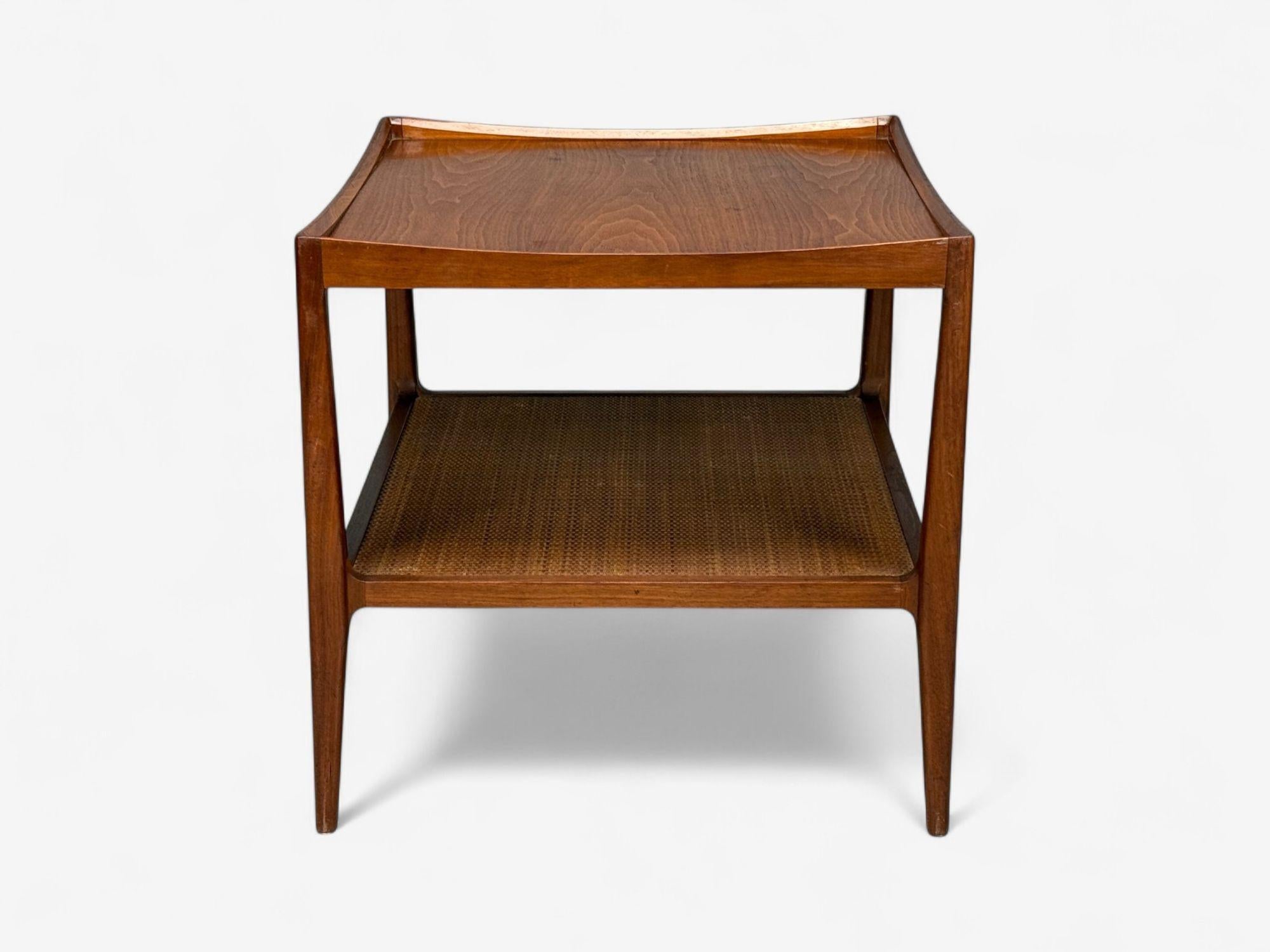 Heritage, American Modern, Walnut, Cane, End Tables, USA, 1960s For Sale 7
