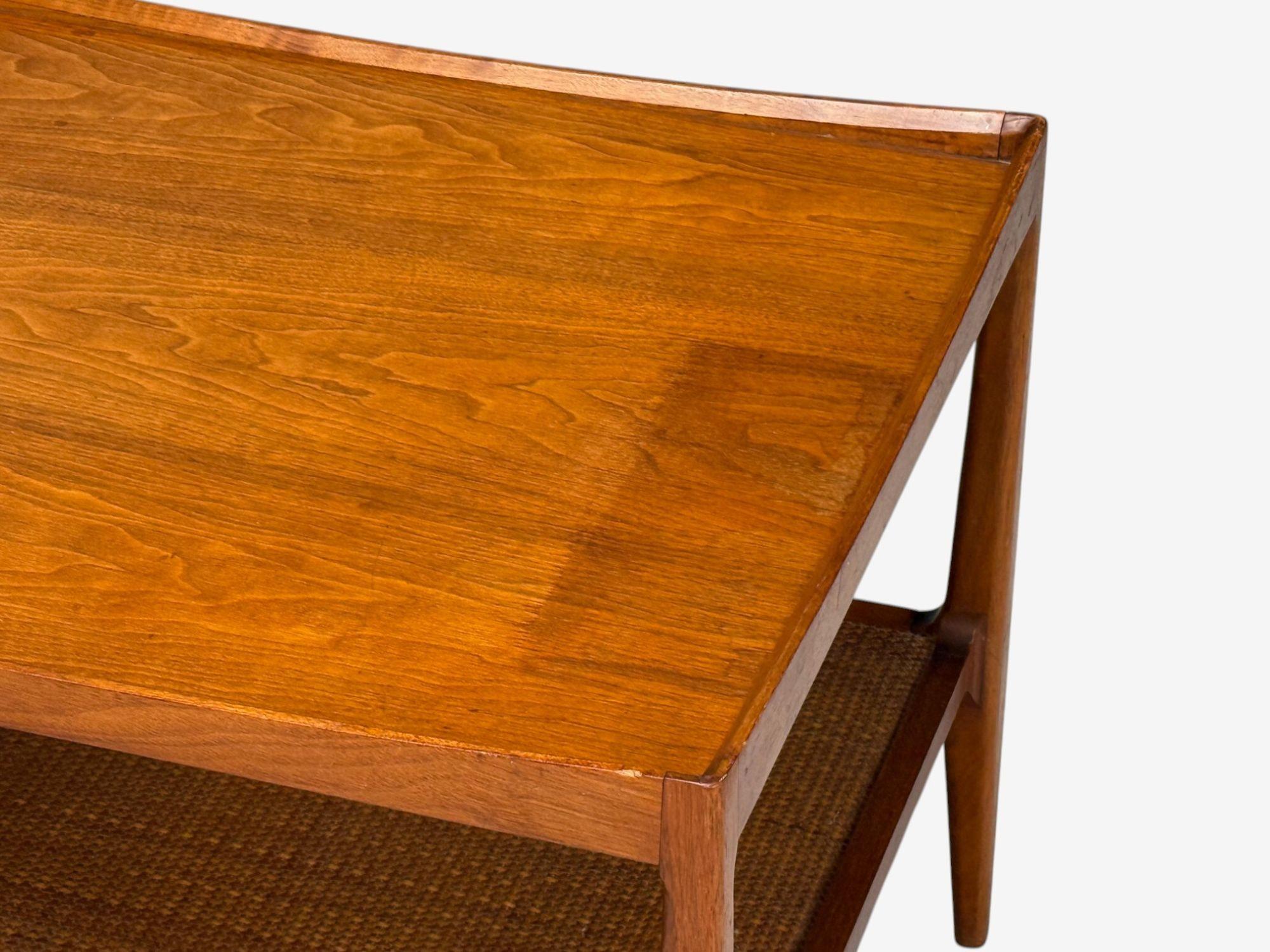 Heritage, American Modern, Walnut, Cane, End Tables, USA, 1960s For Sale 9