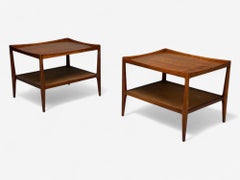 Heritage, American Modern, Walnut, Cane, End Tables, USA, 1960s