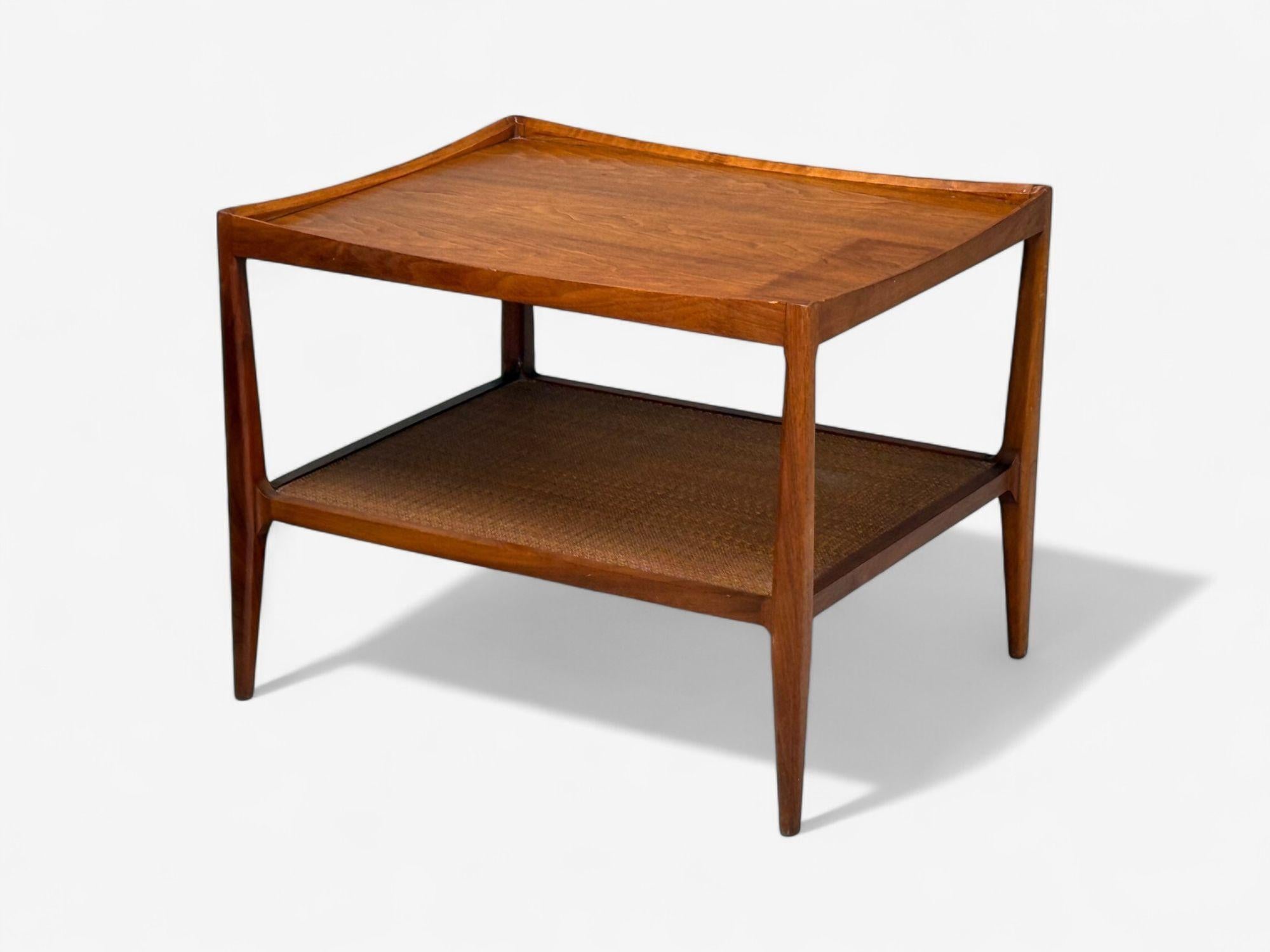 Mid-Century Modern Heritage, American Modern, Walnut, Cane, End Tables, USA, 1960s For Sale