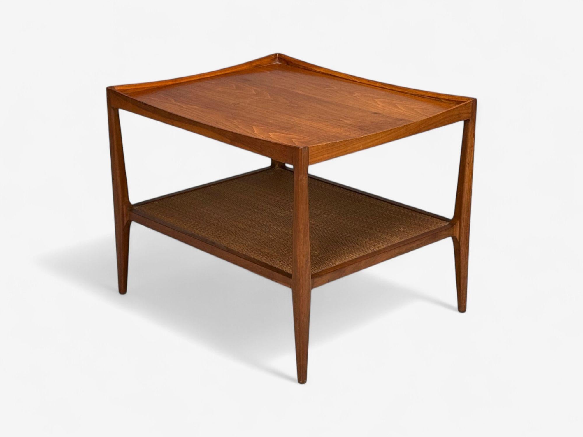 Heritage, American Modern, Walnut, Cane, End Tables, USA, 1960s For Sale 1