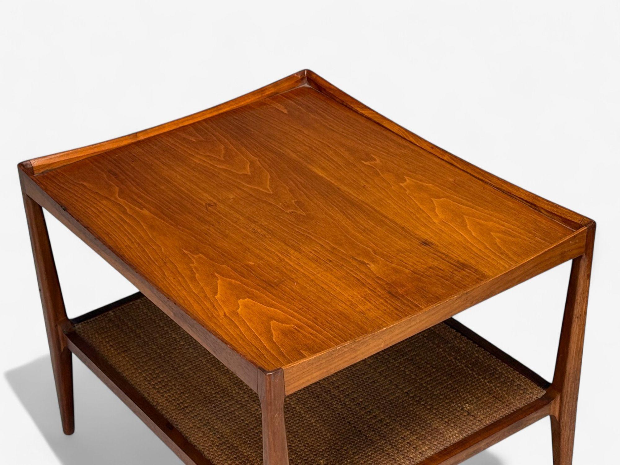 Heritage, American Modern, Walnut, Cane, End Tables, USA, 1960s For Sale 2