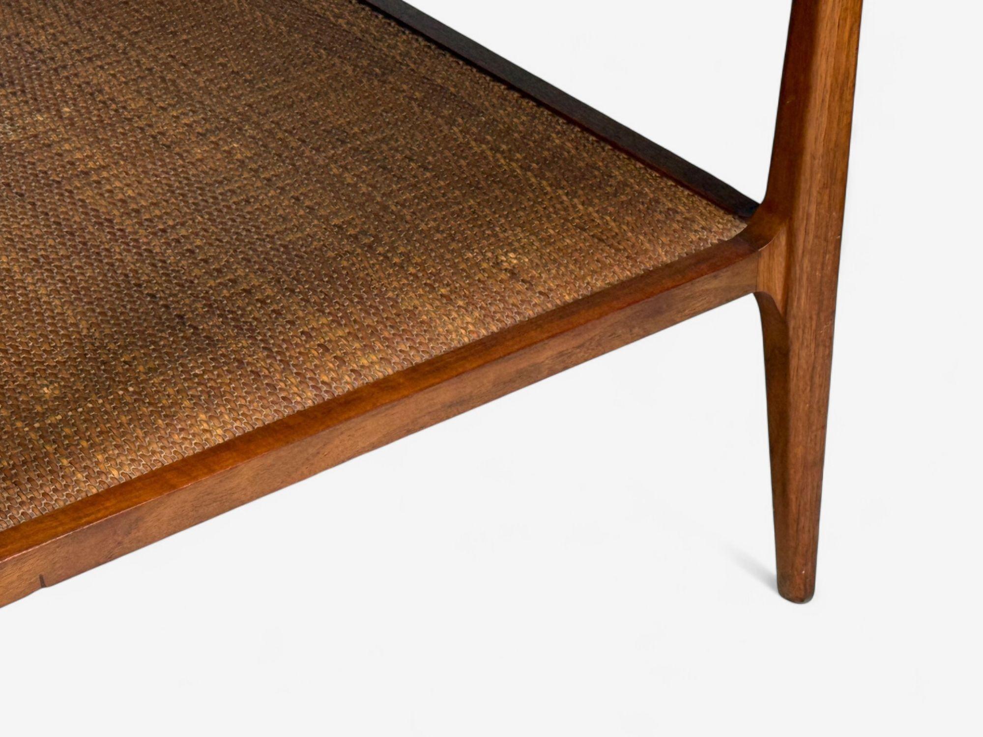 Heritage, American Modern, Walnut, Cane, End Tables, USA, 1960s For Sale 3