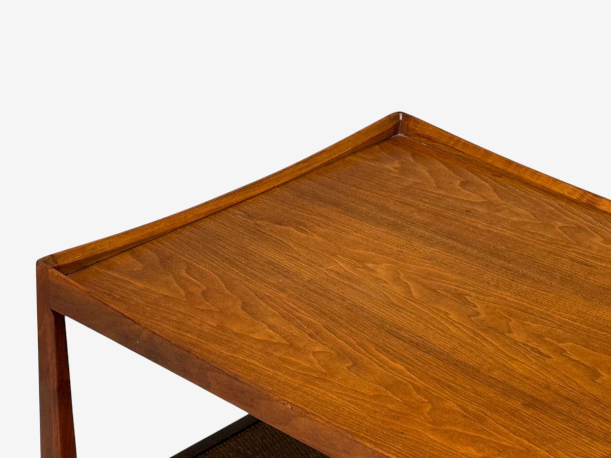 Heritage, American Modern, Walnut, Cane, End Tables, USA, 1960s For Sale 4