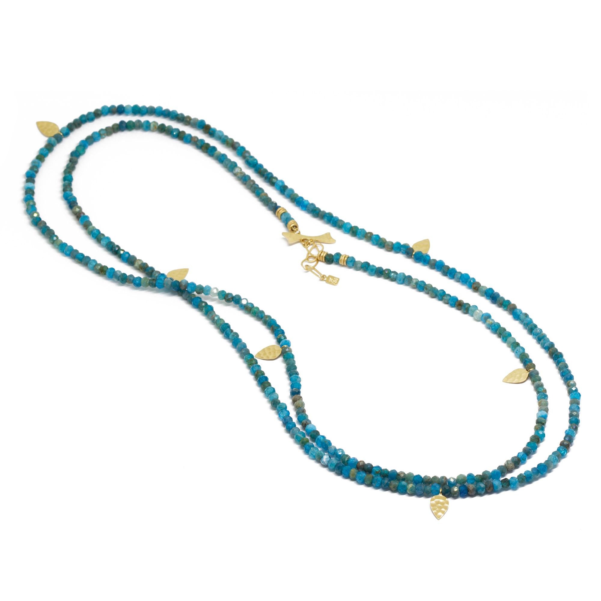 The best part about our Heritage Apatite Necklette isn’t just that it can be worn long, doubled-up, or as a wrap bracelet (although that’s pretty cool). It’s that you can thread any of our Charms onto the apatite beads—have fun playing with all the