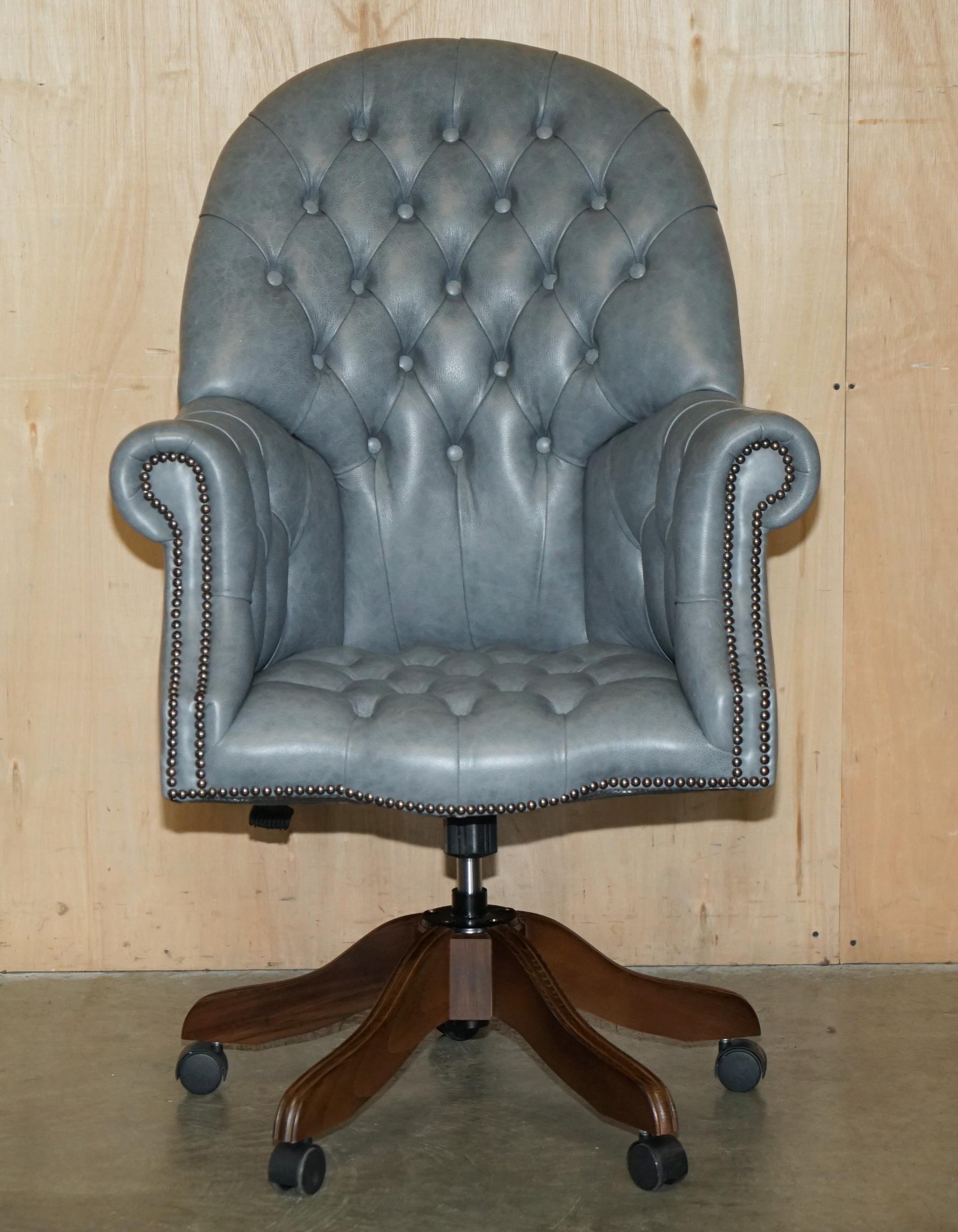 Royal House Antiques

Royal House Antiques is delighted to offer for sale this stunning hand made in England Regency Blue Chesterfield tufted leather office swivel armchair 

Please note the delivery fee listed is just a guide, it covers within the