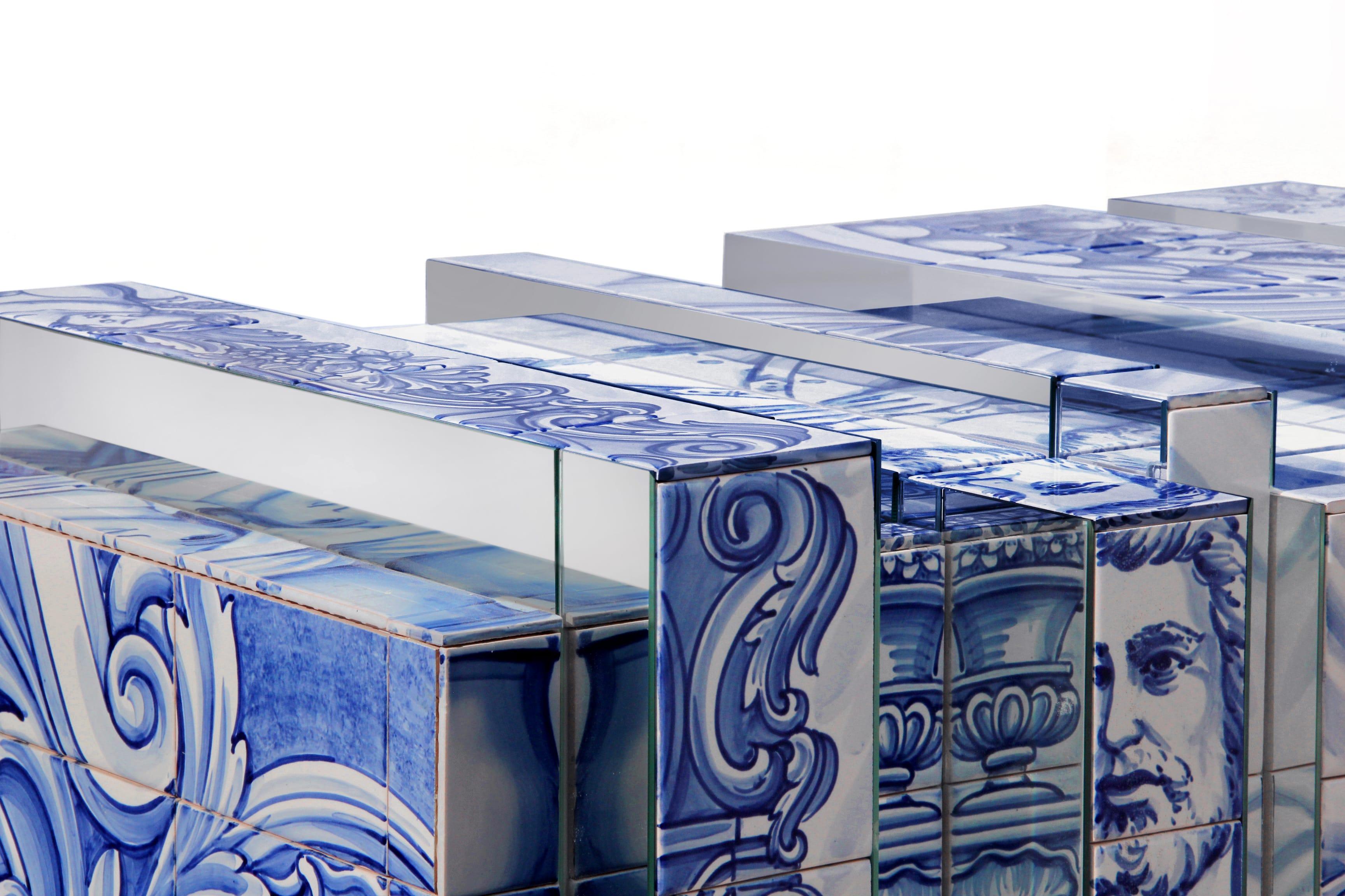 Glazed Modern Contemporary Heritage with Painted Tiles Sideboard by Boca do Lobo For Sale