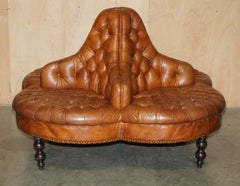 HERITAGE CUIR BRUN QUATRE SIÈGES Chesterfield COVERSION TETE A TETE SIÈGE SOFA