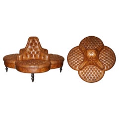 PATRIMONIO IN PELLE MARRONE A QUATTRO SEDUTE Chesterfield TETE A TETE DIVANO