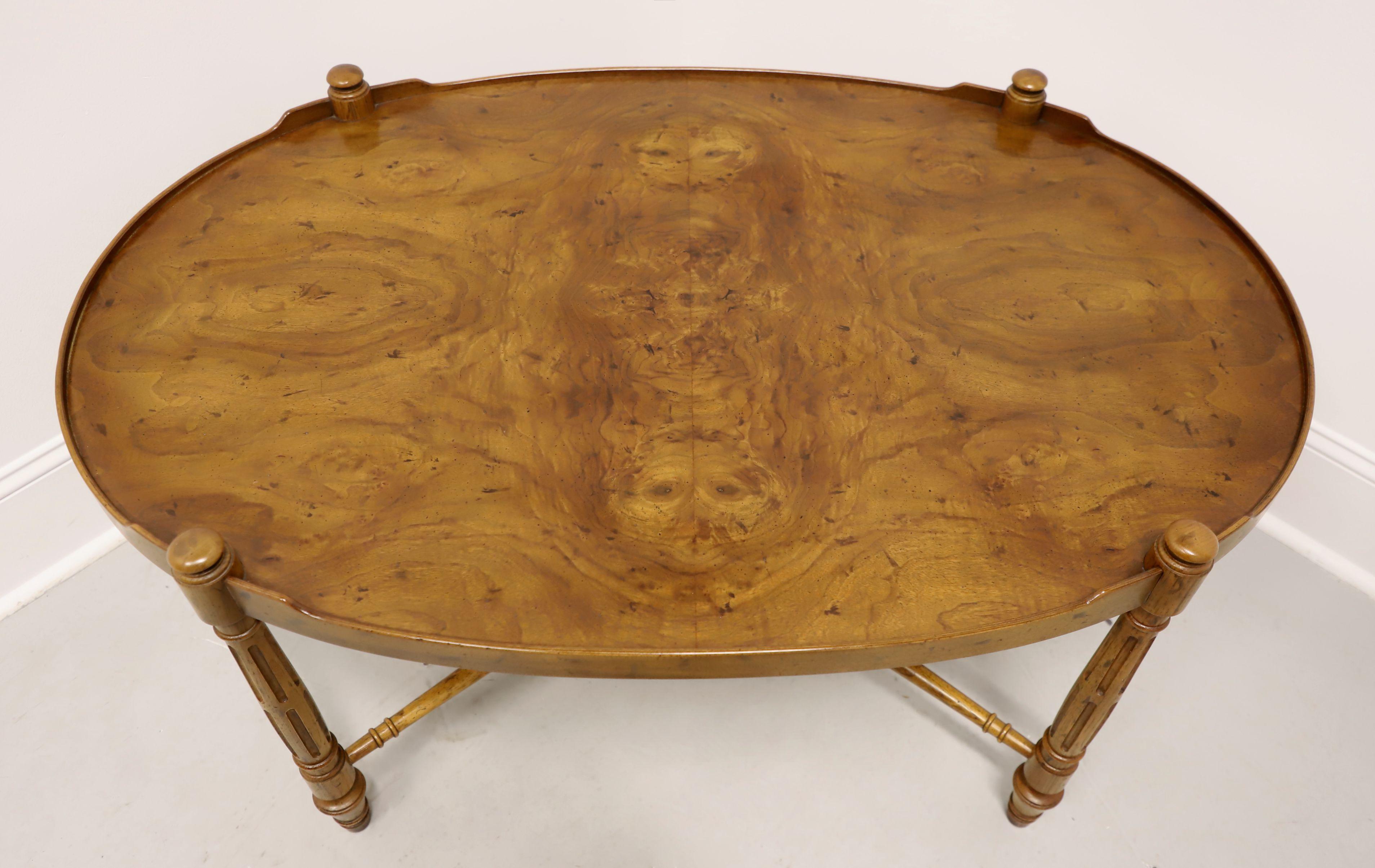 20th Century HERITAGE Burl Walnut French Provincial Louis XVI Oval Coffee Table For Sale