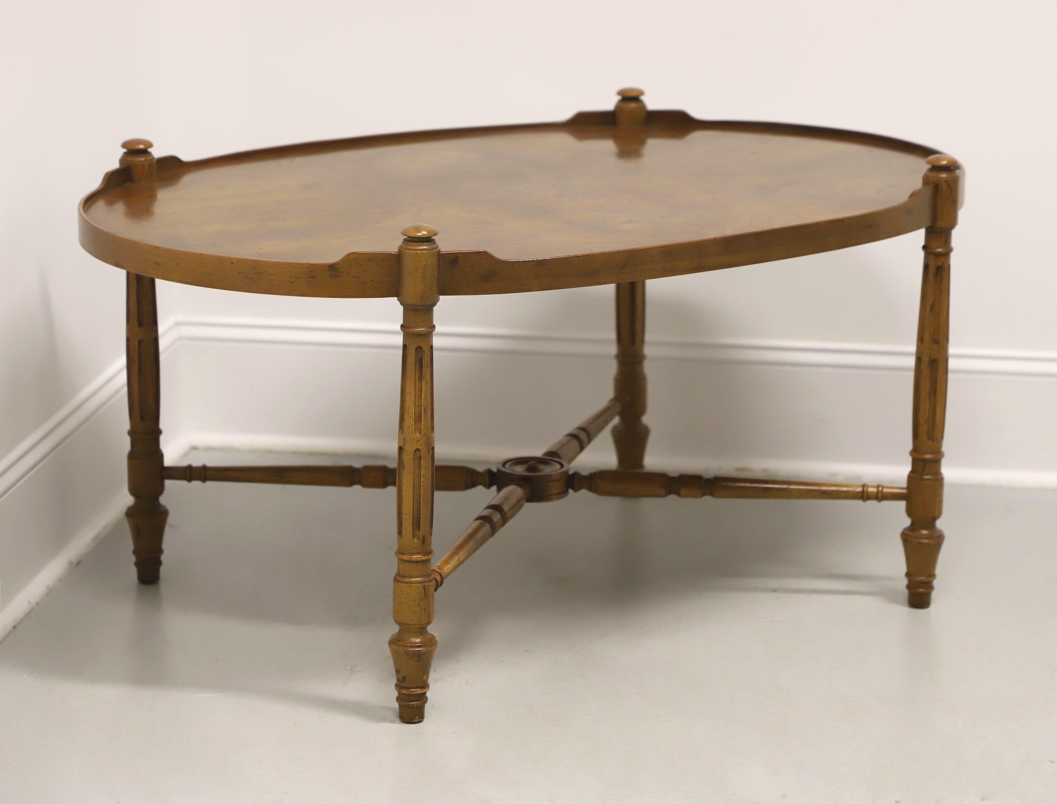 HERITAGE Burl Walnut French Provincial Louis XVI Oval Coffee Table For Sale 3