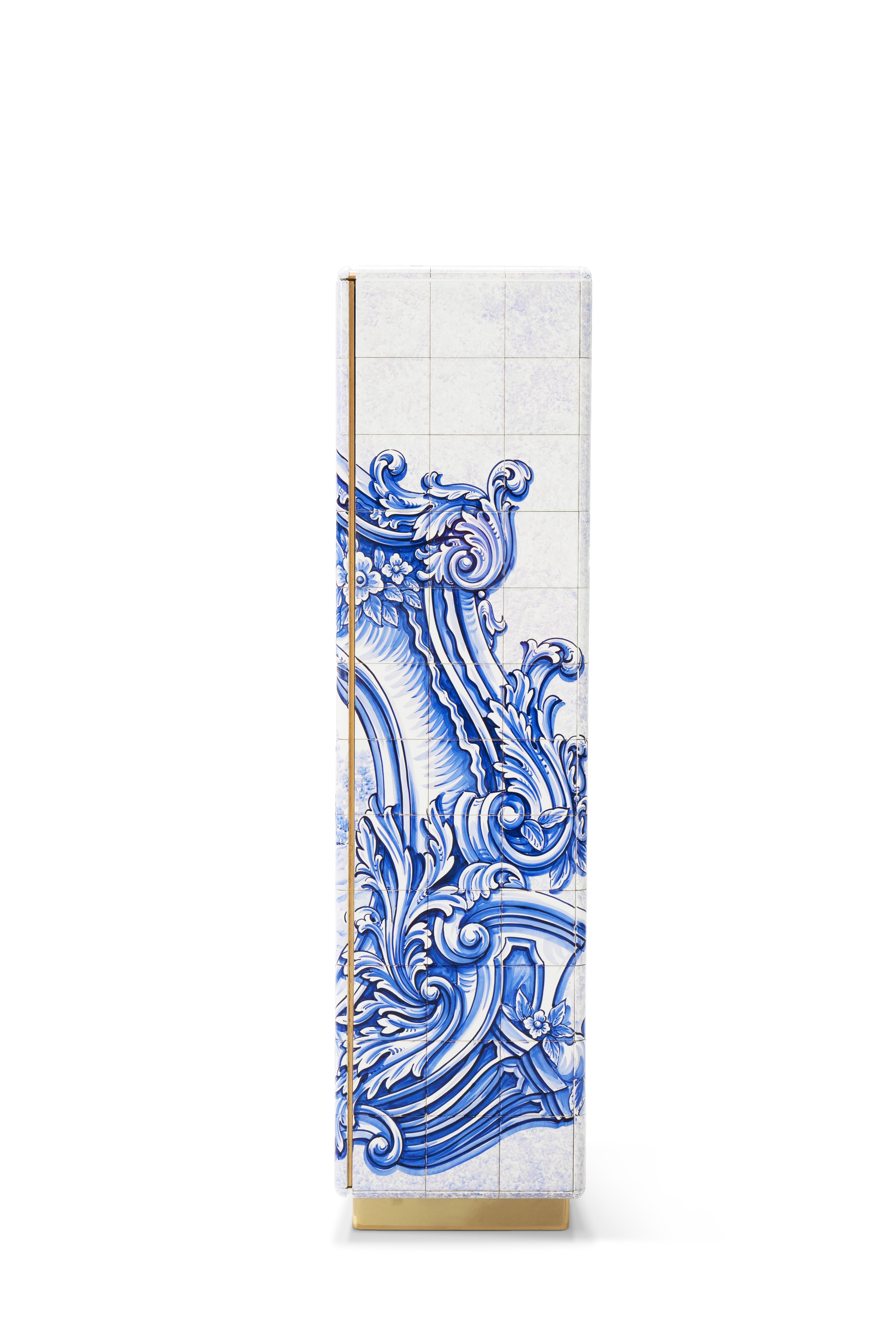 Armario Heritage - Azulejos Pintados a Mano - Chapado en Oro y Latón - Boca Do Lobo en Nuevo estado para la venta en Rio Tinto, PT