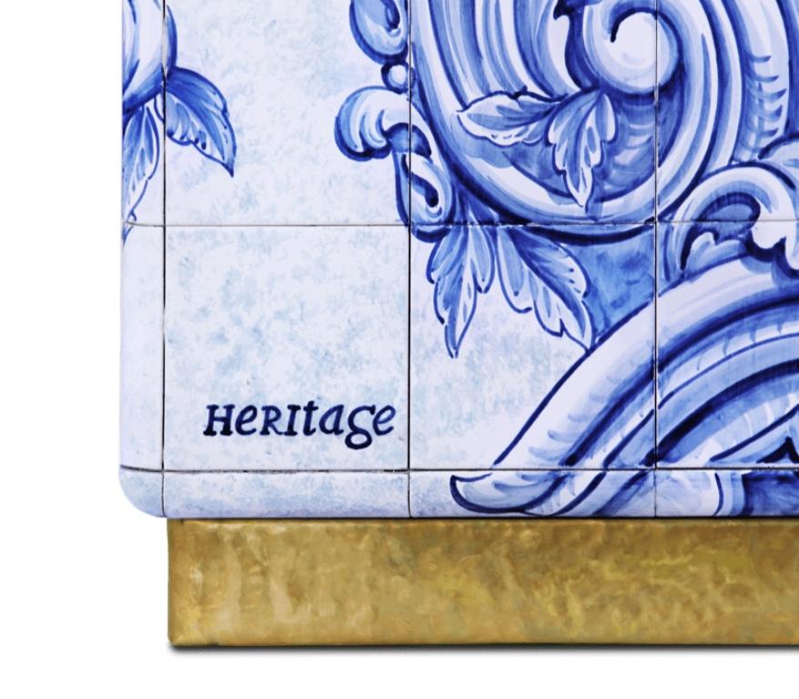 Glass Heritage Cabinet with Hand-Painted Tile by Boca do Lobo For Sale