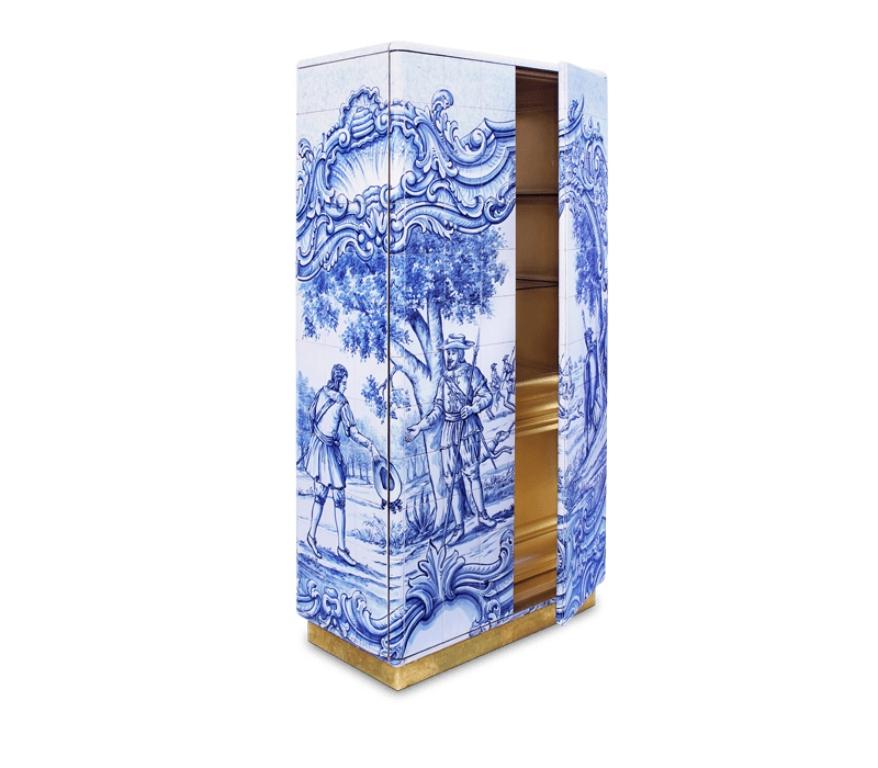 Modern Heritage Cabinet with Hand-Painted Tile by Boca do Lobo For Sale