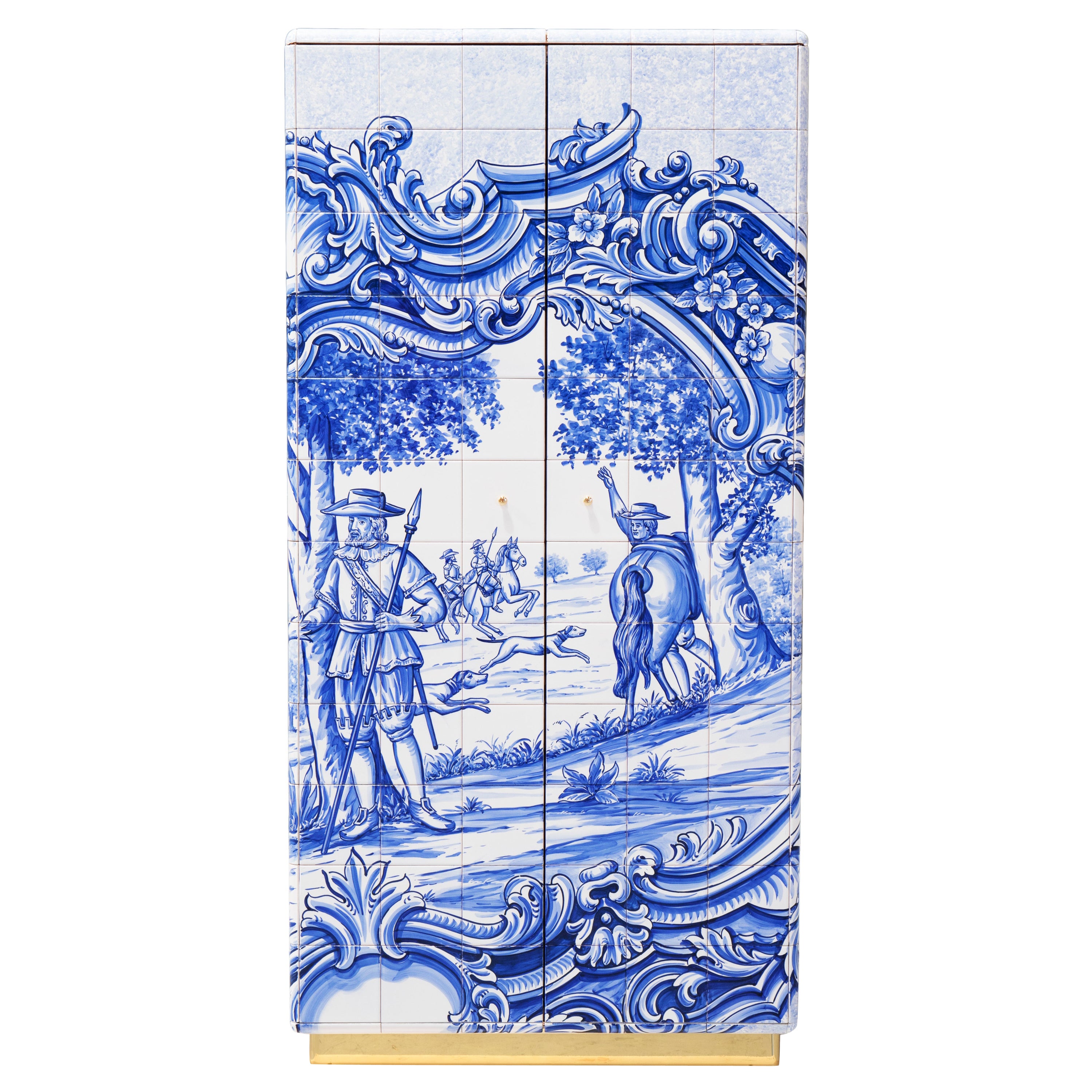 Heritage Cabinet - Hand-Painted Tiles - Gold Plated & Brass - Boca do Lobo