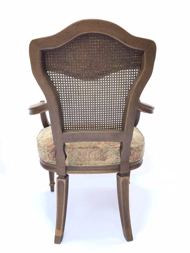 Heritage Cane Back Floral Tapestry Armchairs In Good Condition In Jacksonville, FL