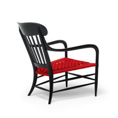 21st Century Modern Chaise Longue With Wooden Frame And Fabric Seat