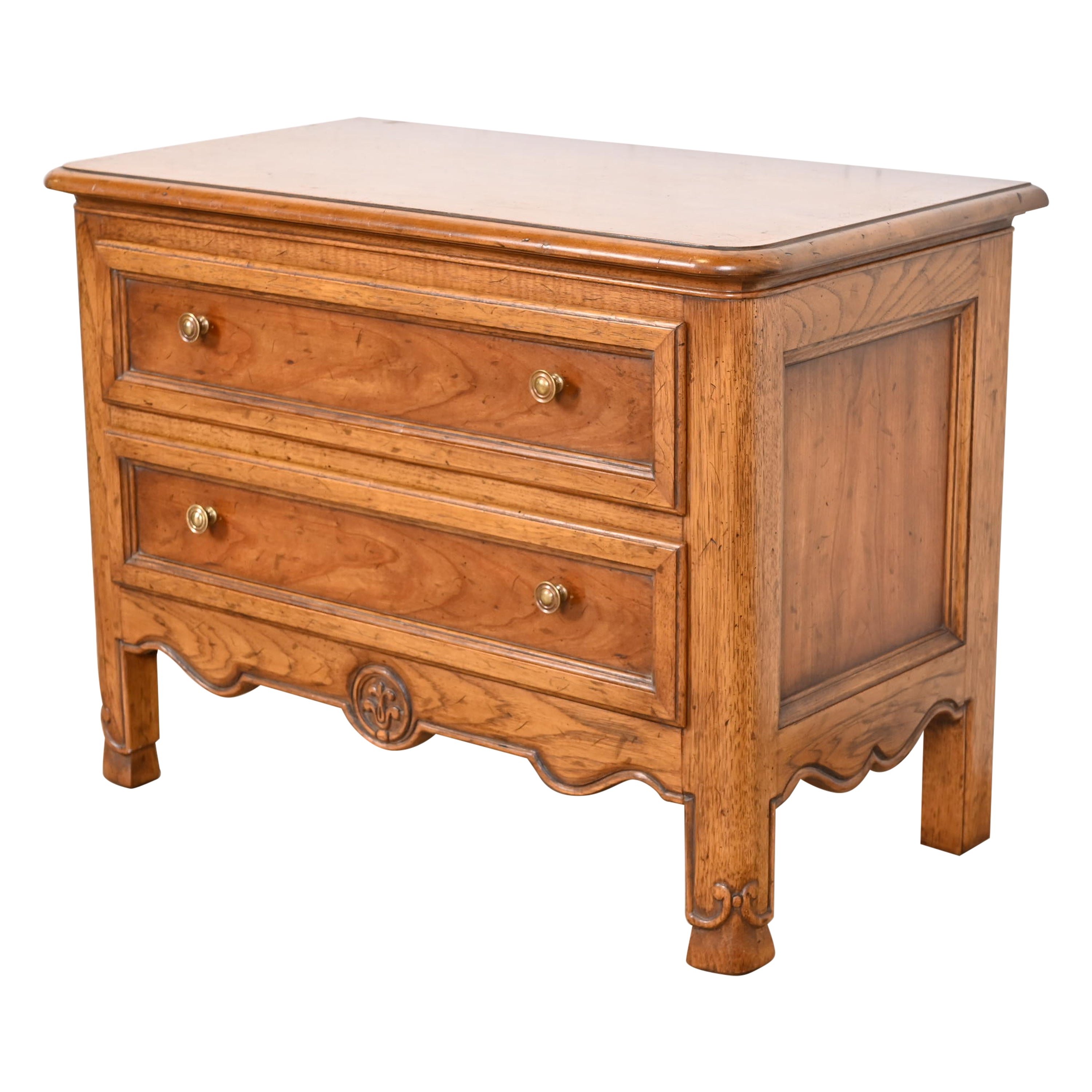 Heritage French Provincial Louis XV Carved Walnut Commode or Nightstand