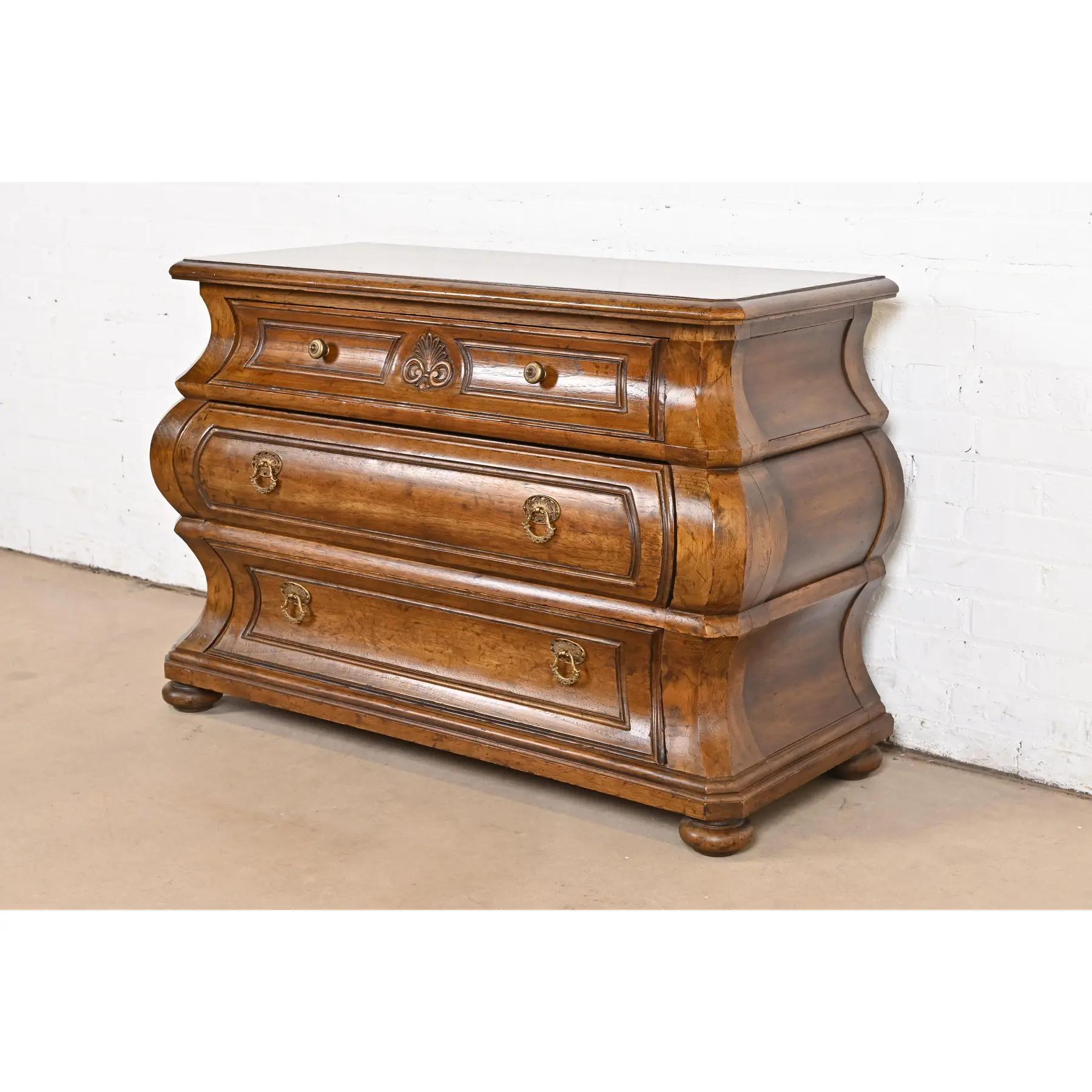 Heritage French Provincial Louis XV Oak Bombay Form Dresser or Chest of Drawers In Good Condition For Sale In South Bend, IN