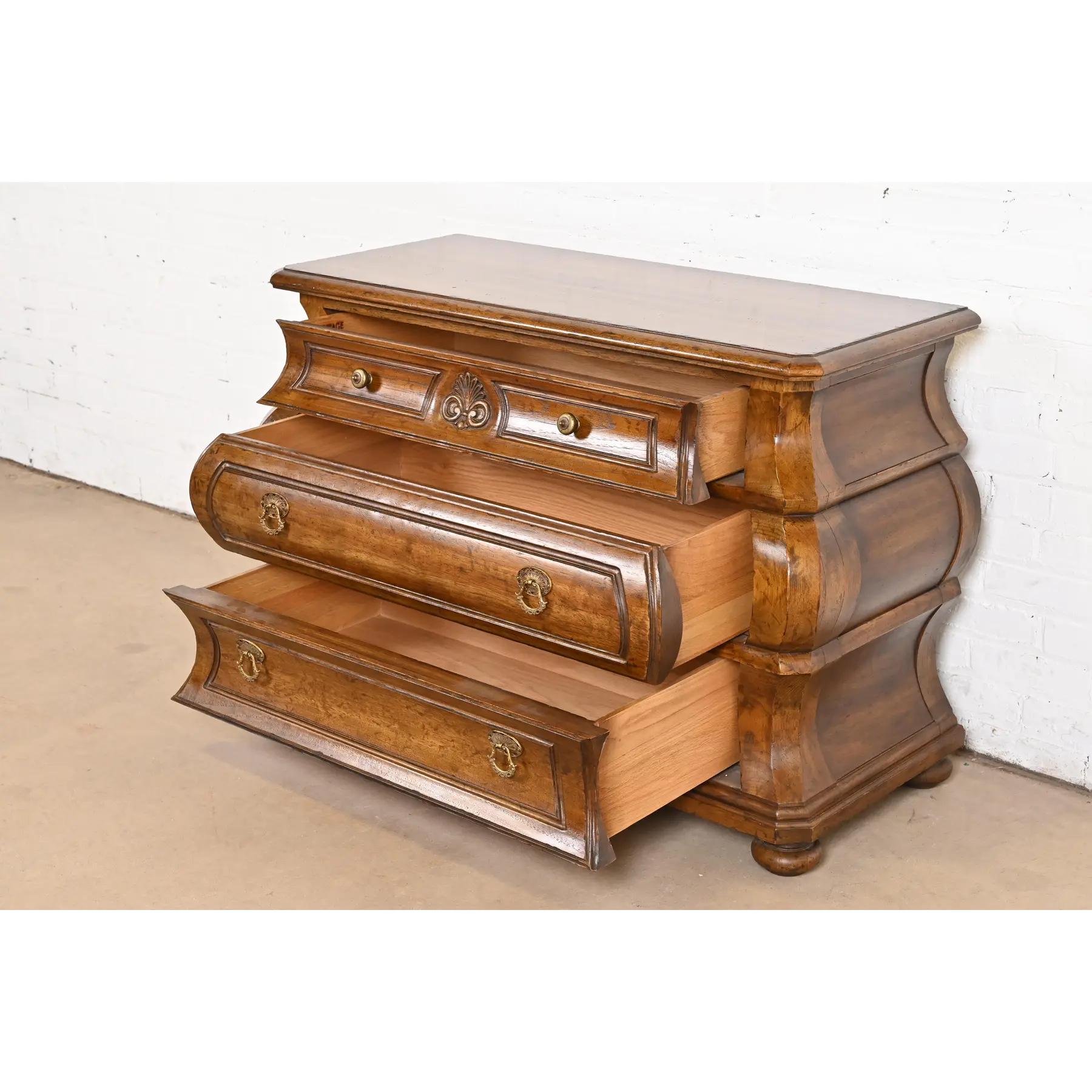 Heritage French Provincial Louis XV Oak Bombay Form Dresser or Chest of Drawers For Sale 1
