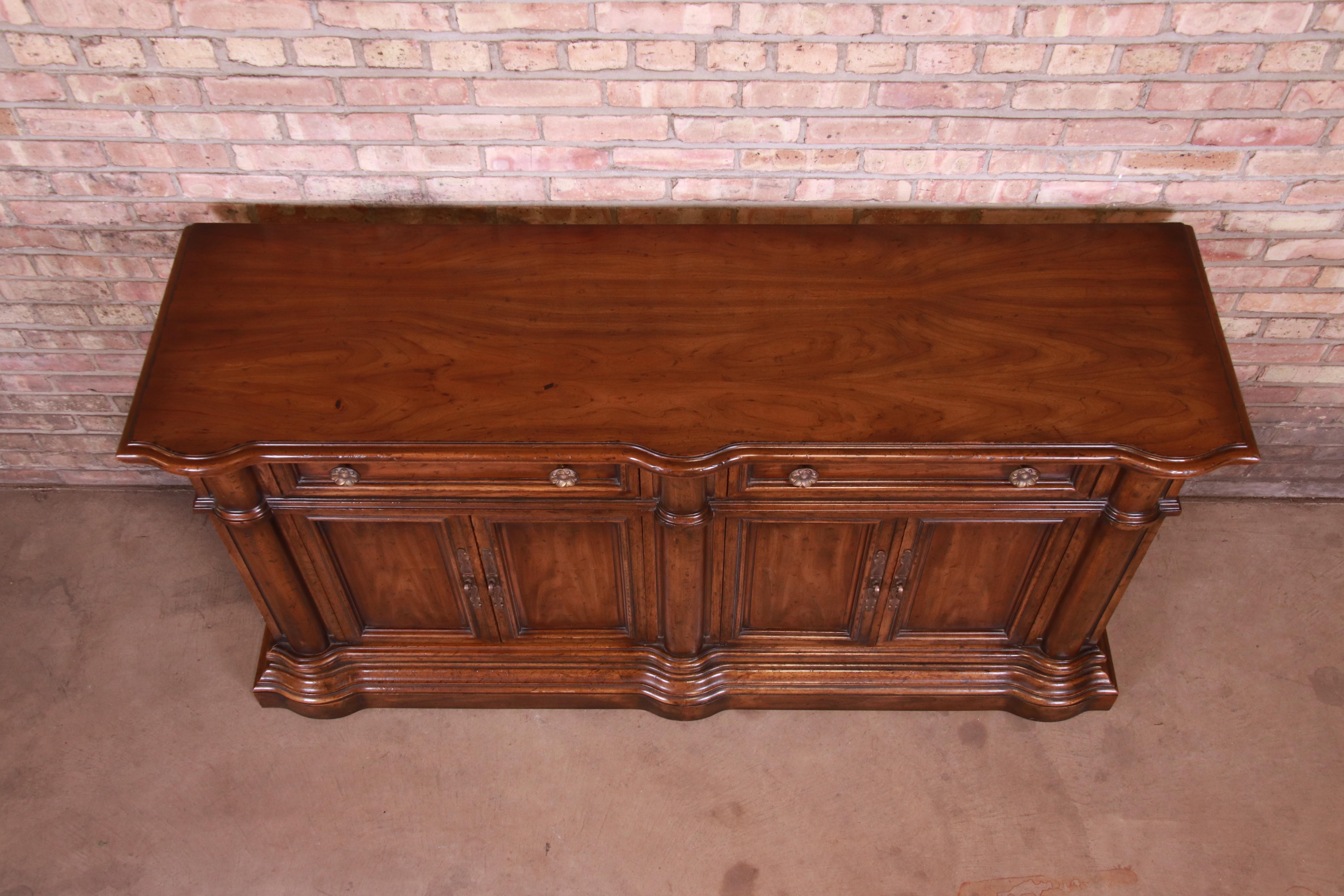 Heritage French Provincial Walnut Sideboard Credenza or Bar Cabinet 4