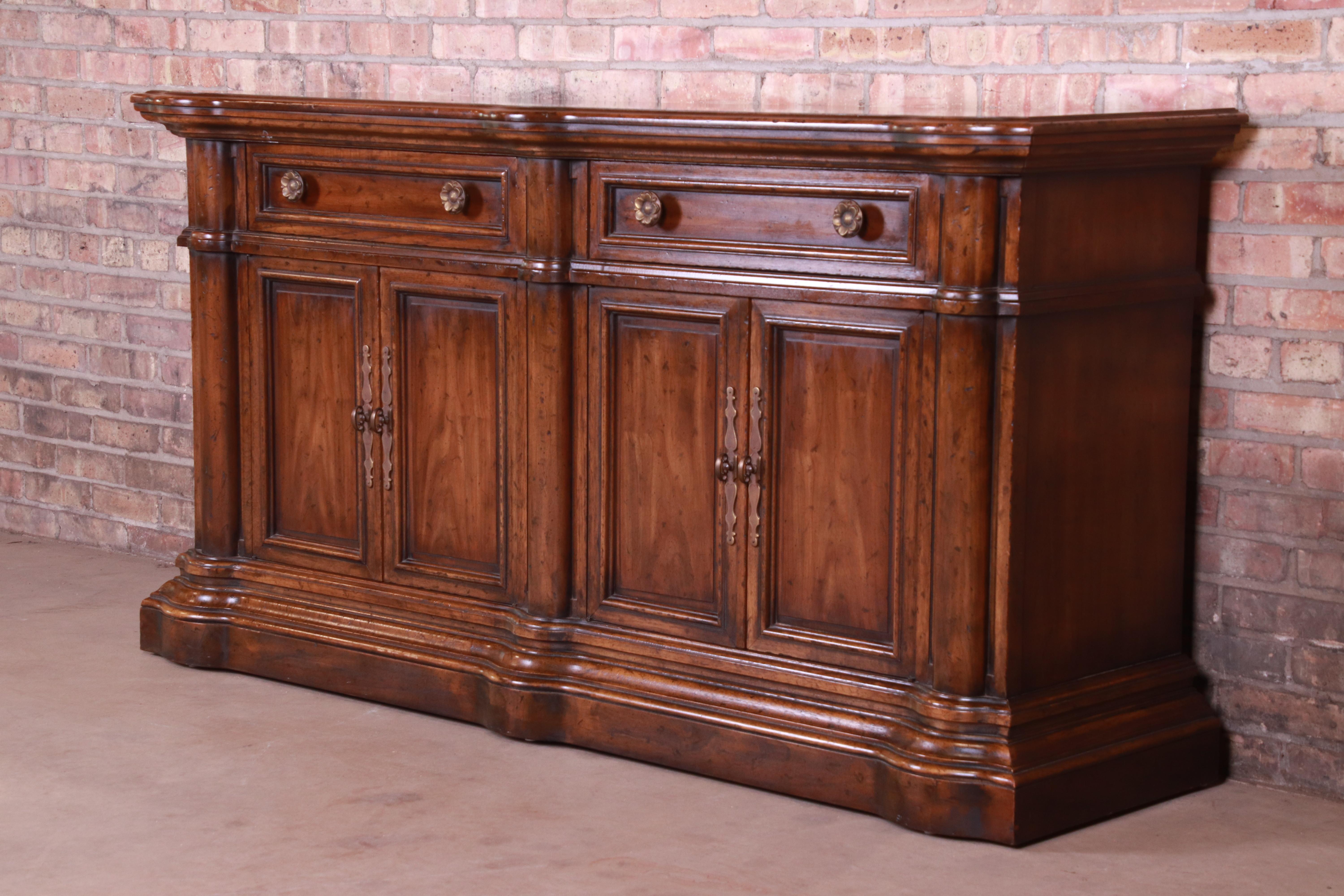 American Heritage French Provincial Walnut Sideboard Credenza or Bar Cabinet