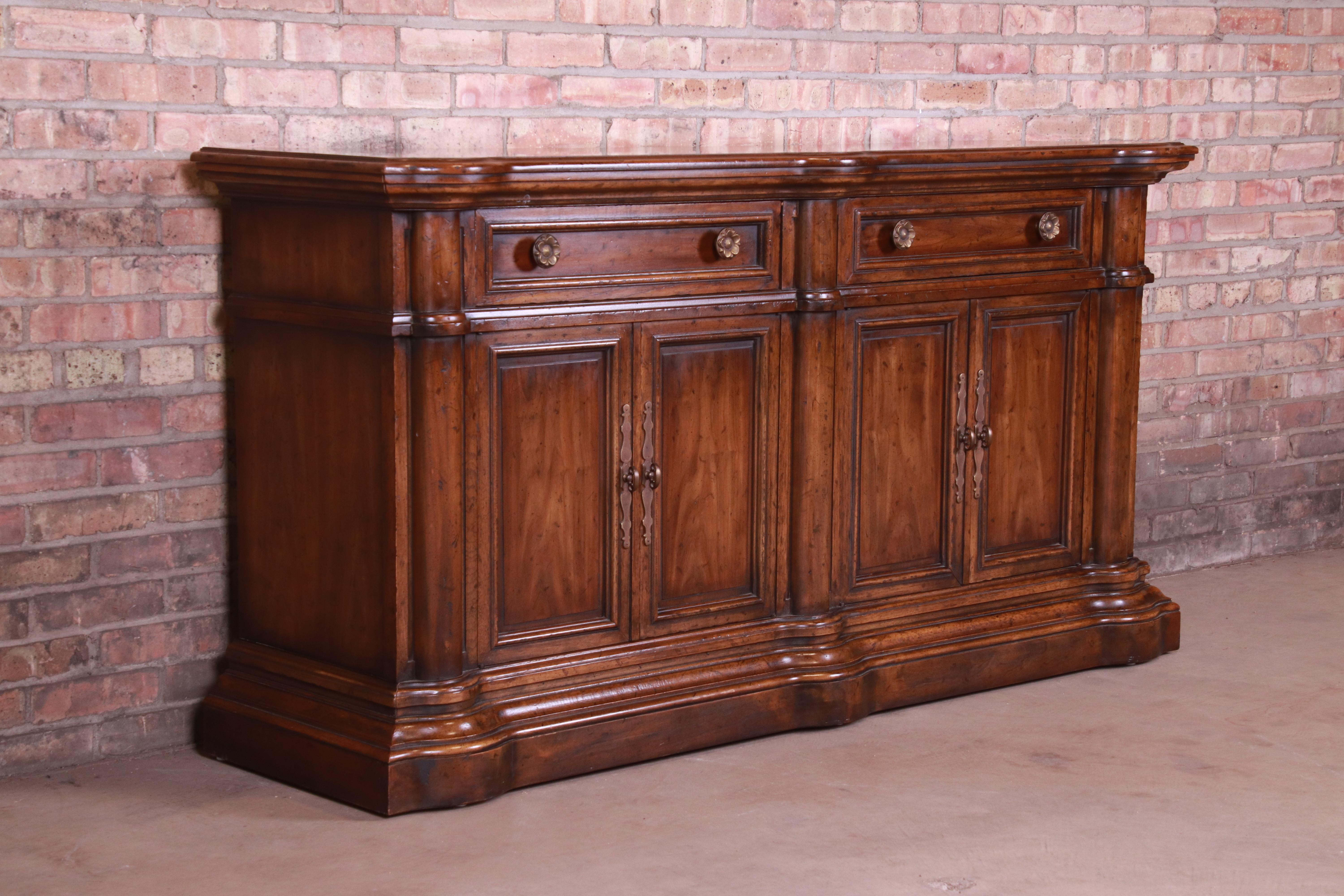 Heritage French Provincial Walnut Sideboard Credenza or Bar Cabinet In Good Condition In South Bend, IN