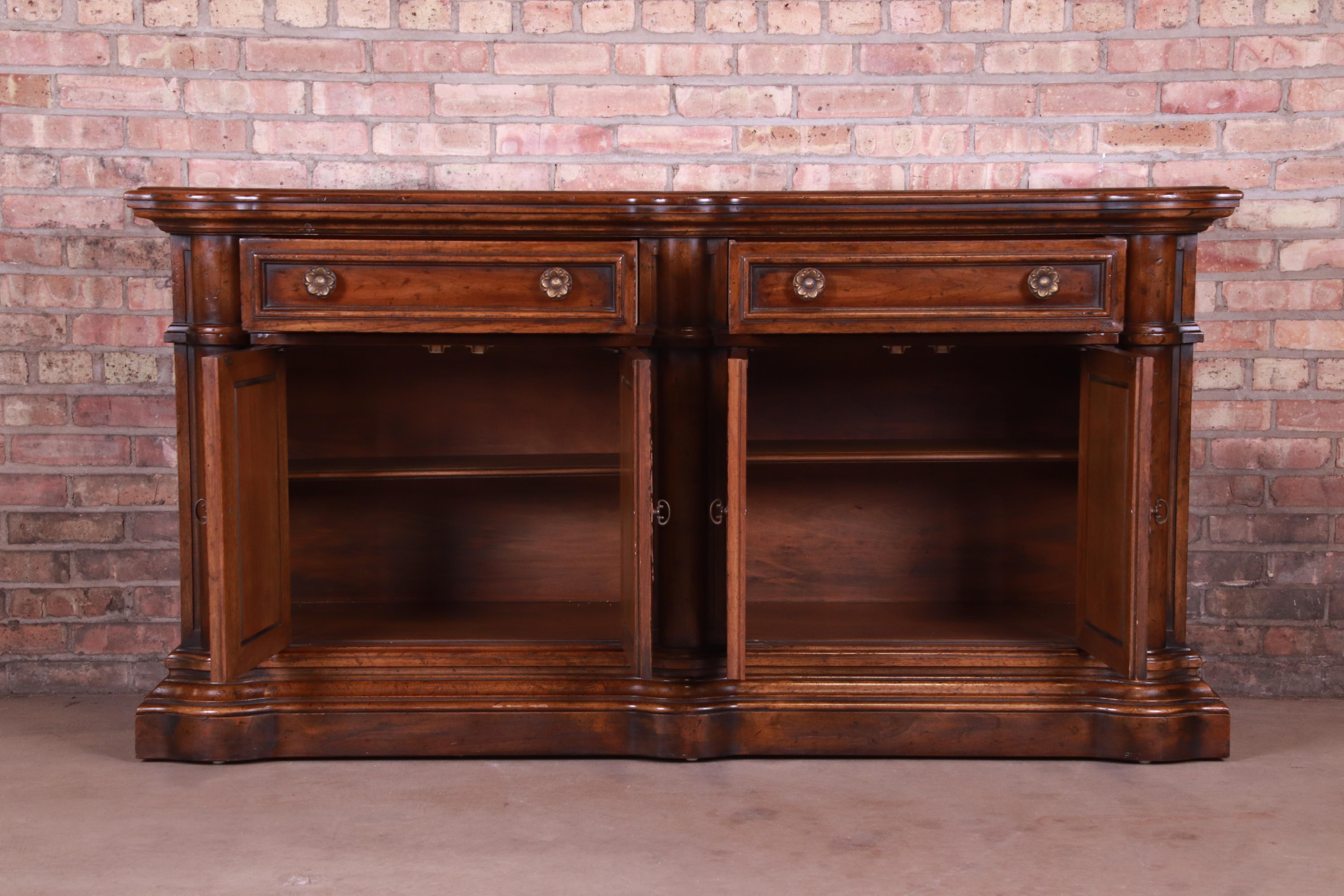 20th Century Heritage French Provincial Walnut Sideboard Credenza or Bar Cabinet