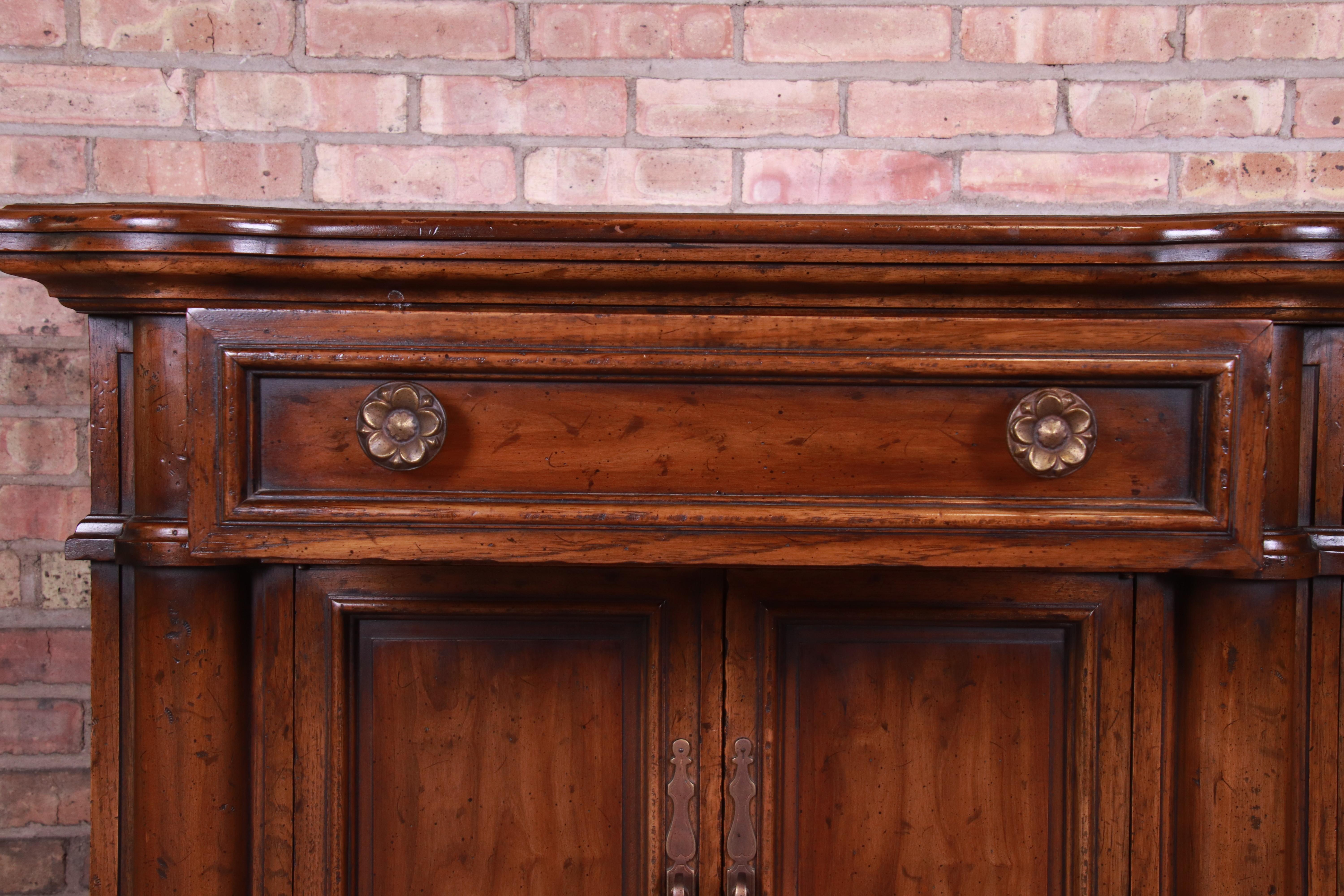 Heritage French Provincial Walnut Sideboard Credenza or Bar Cabinet 1