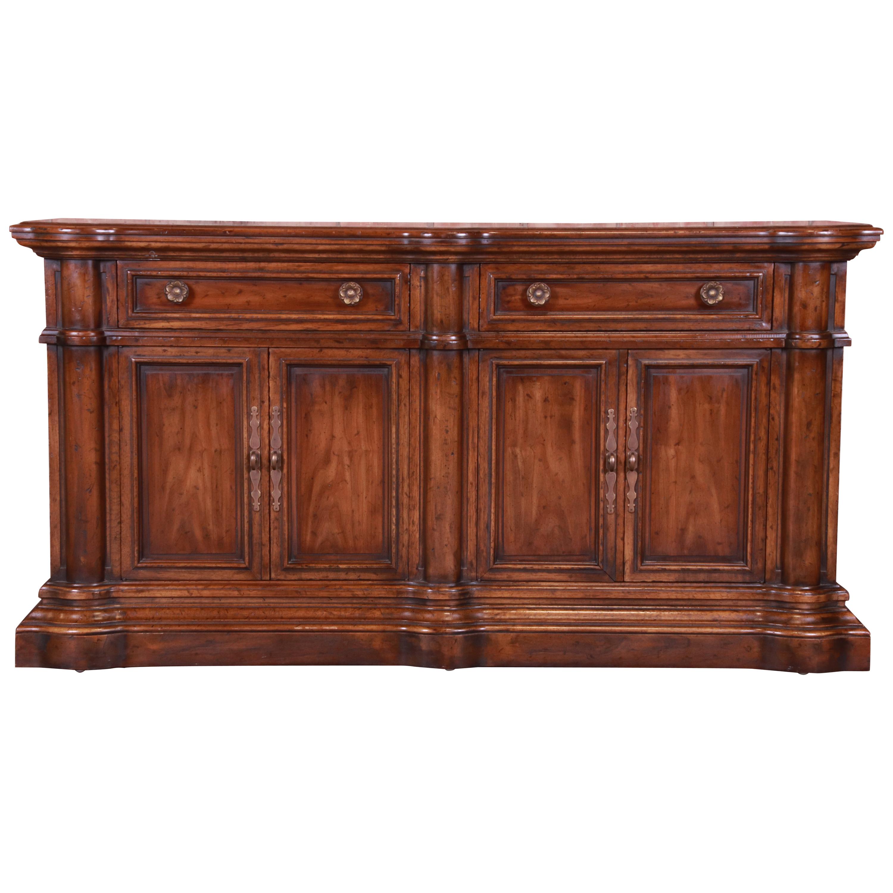 Heritage French Provincial Walnut Sideboard Credenza or Bar Cabinet