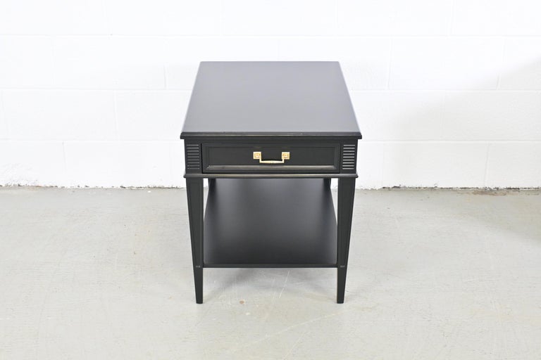 Heritage French Regency Black Lacquered End Tables or Night Stands For