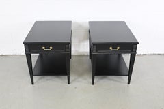 Heritage French Regency Black Lacquered End Tables or Night Stands