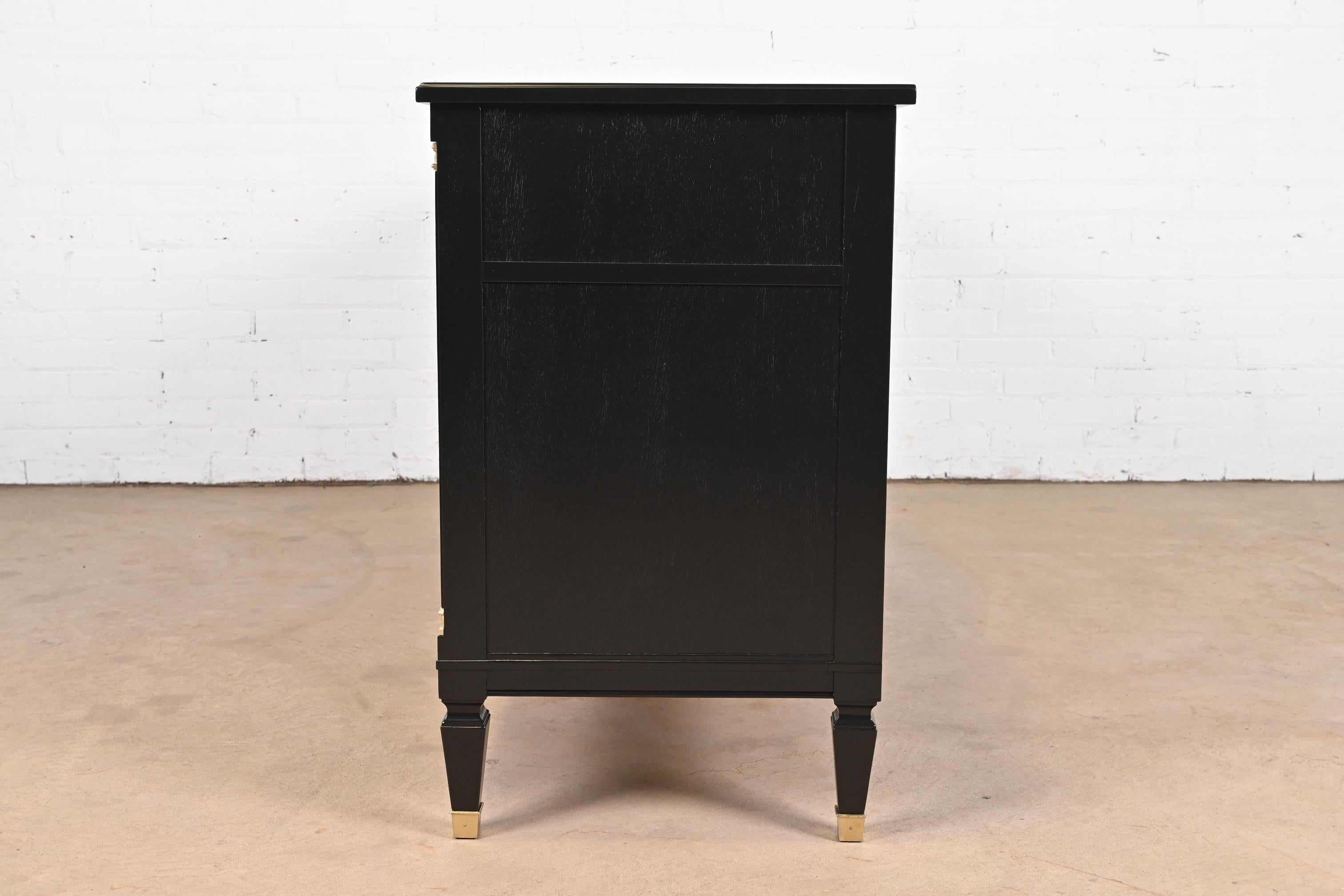 Heritage French Regency Louis XVI Black Lacquered Dresser, Newly Refinished For Sale 8