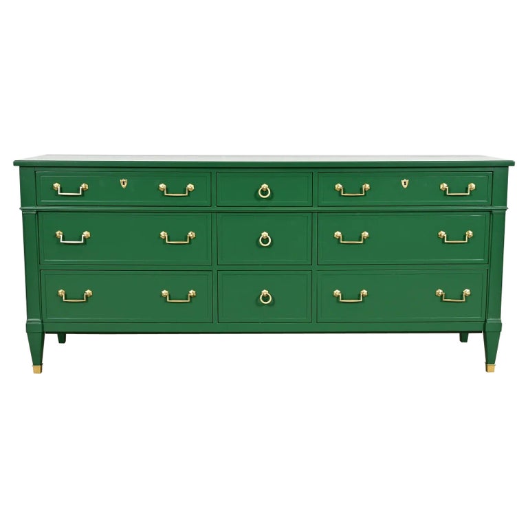 Heritage French Regency Louis XVI Green Lacquered Dresser or Credenza For  Sale at 1stDibs