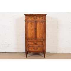 Heritage French Regency Louis XVI Walnut Gentleman's Chest or Linen Press, 1960s