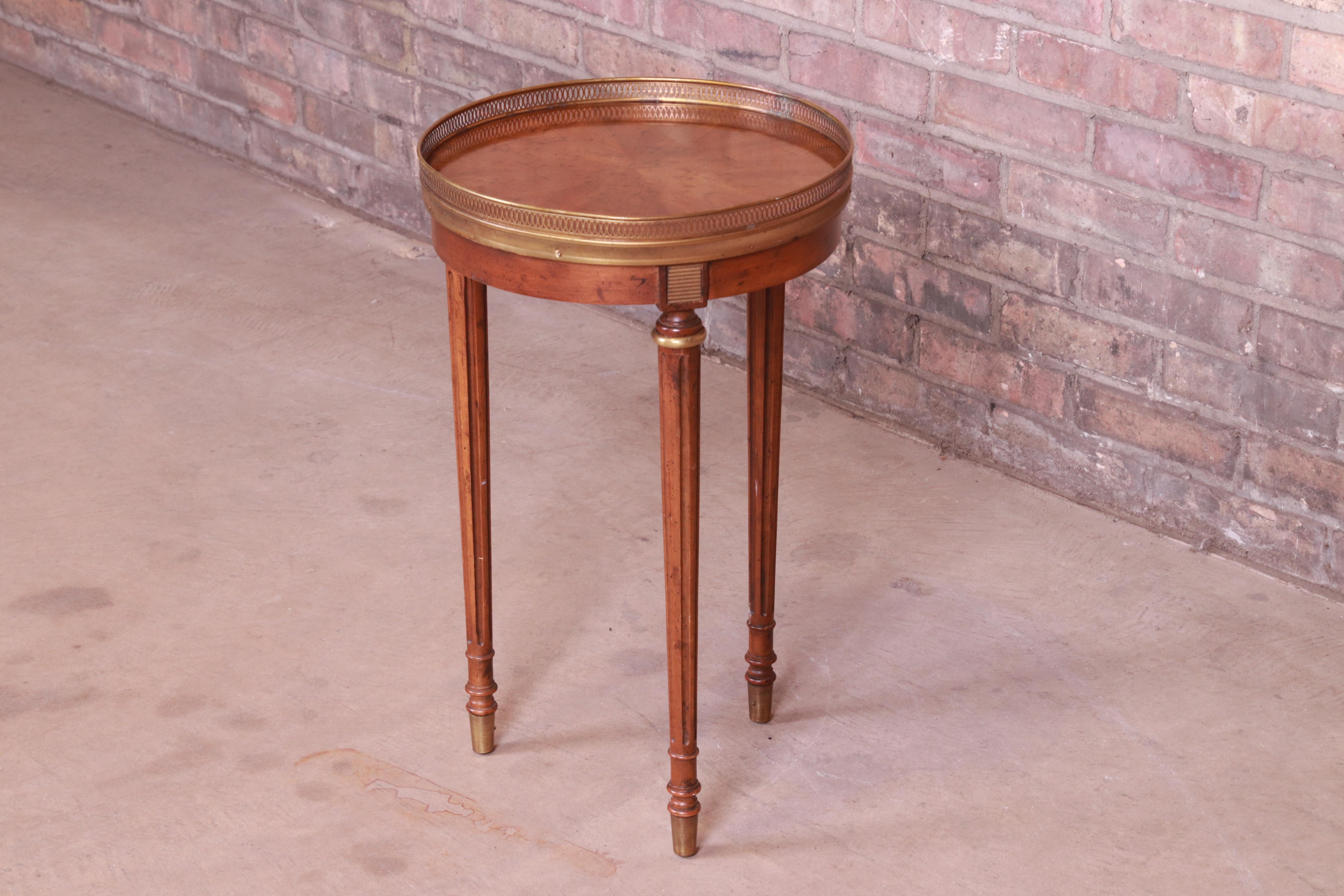 American Heritage French Regency Walnut and Brass Tea Table or Occasional Side Table