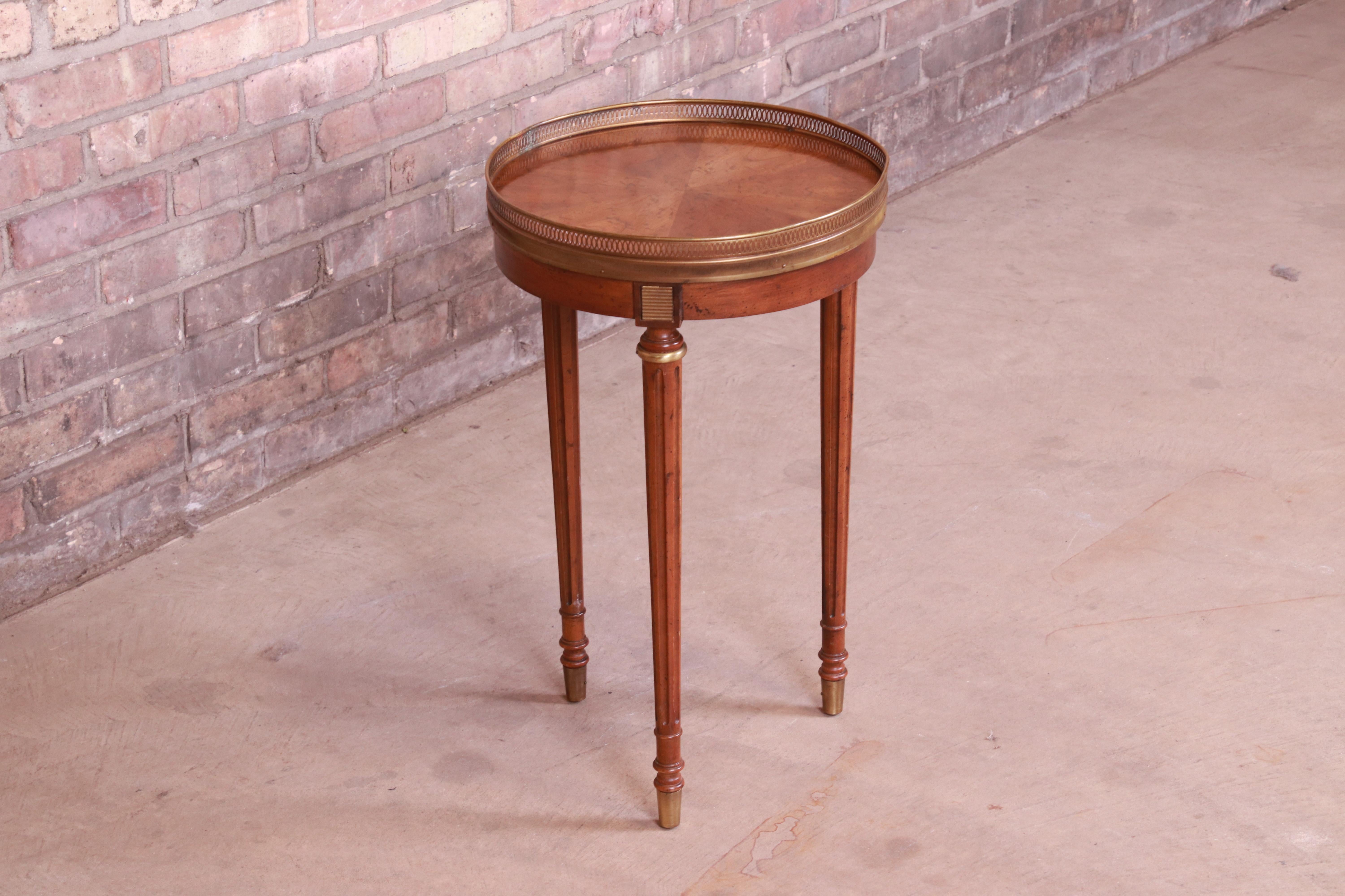 Late 20th Century Heritage French Regency Walnut and Brass Tea Table or Occasional Side Table