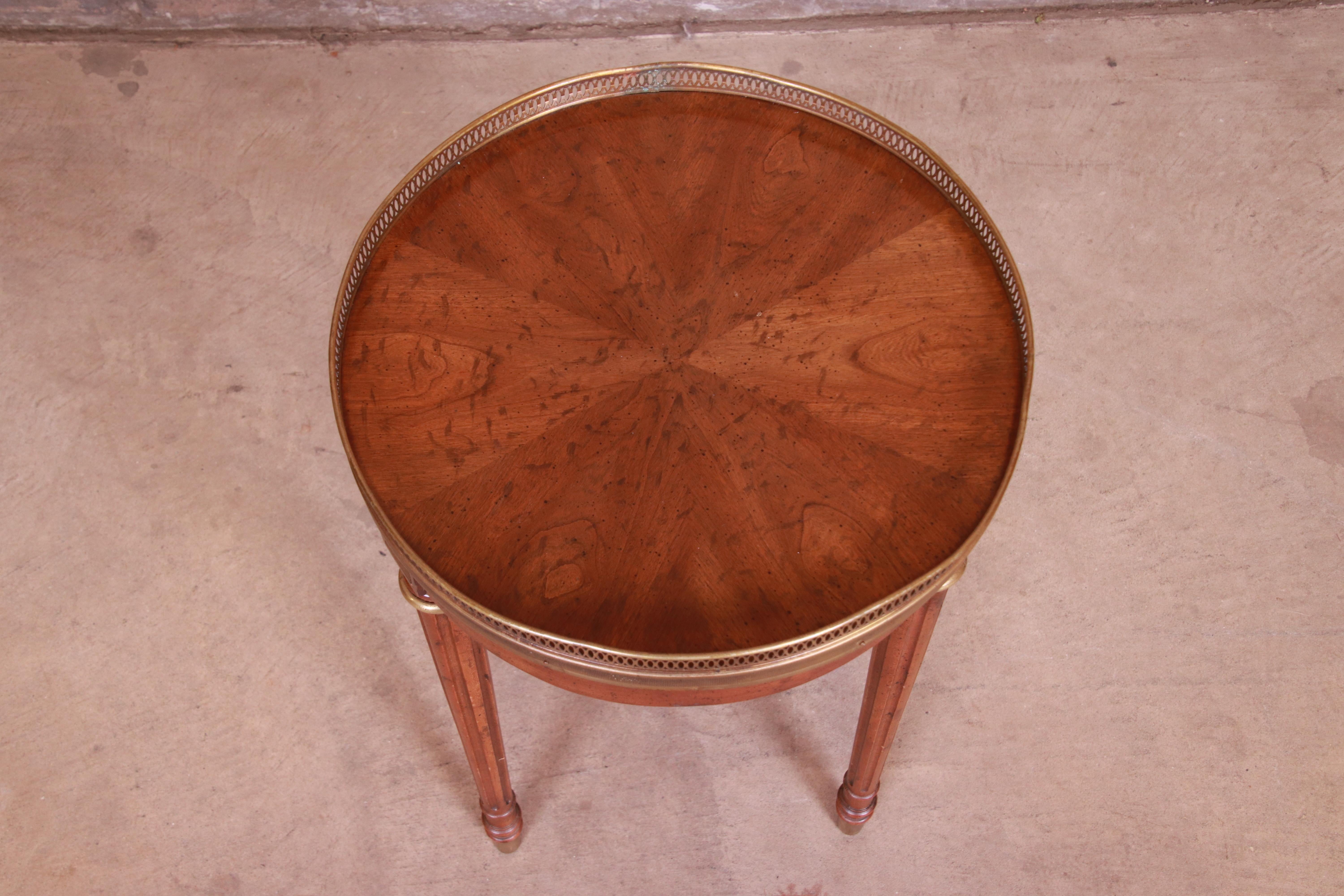 Heritage French Regency Walnut and Brass Tea Table or Occasional Side Table 2