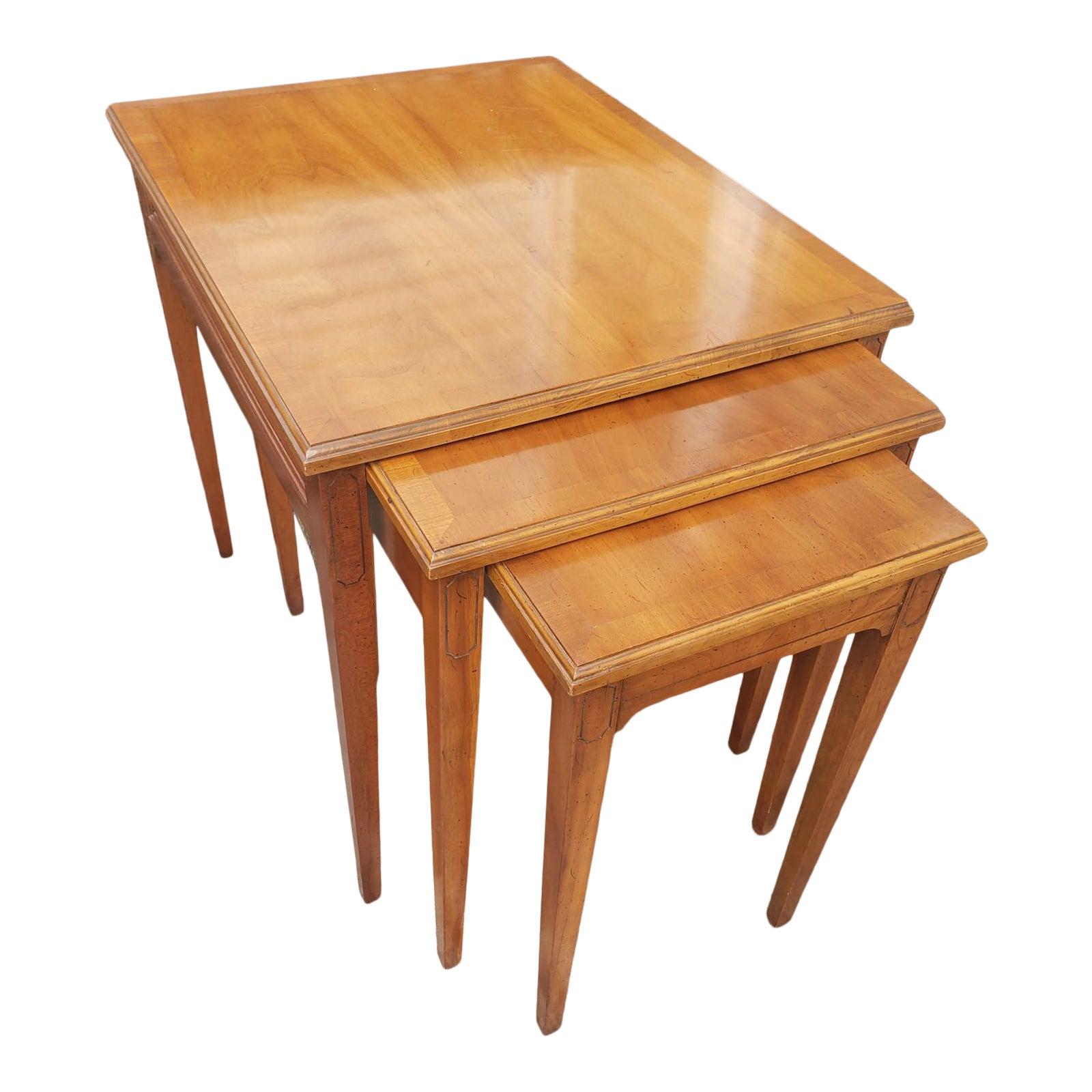 Heritage Furniture Fruitwood Nesting Tables, Set of 3 For Sale