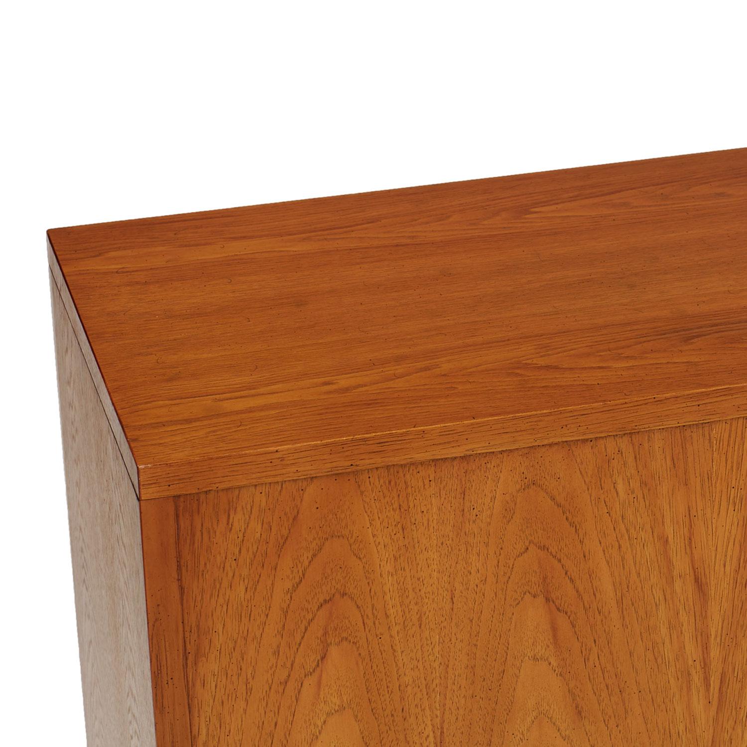 Mid-Century Modern Moroccan Style Heritage Furniture Pecan Commode Cabinet, circa 1960s