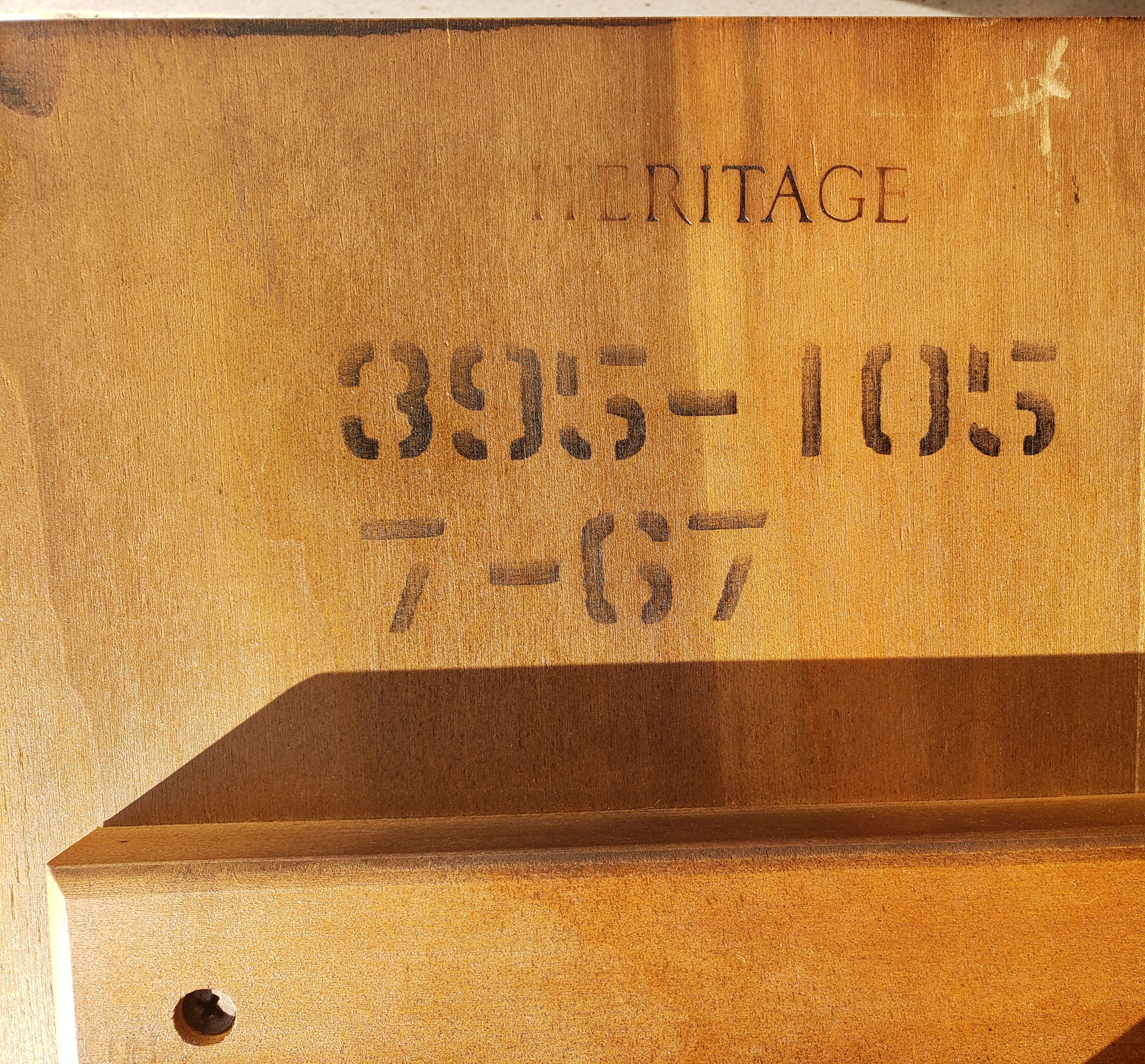 Hardwood  Heritage Furniture Walnut Bookmatched Top Pedestal Side Tables, Circa 1967 For Sale