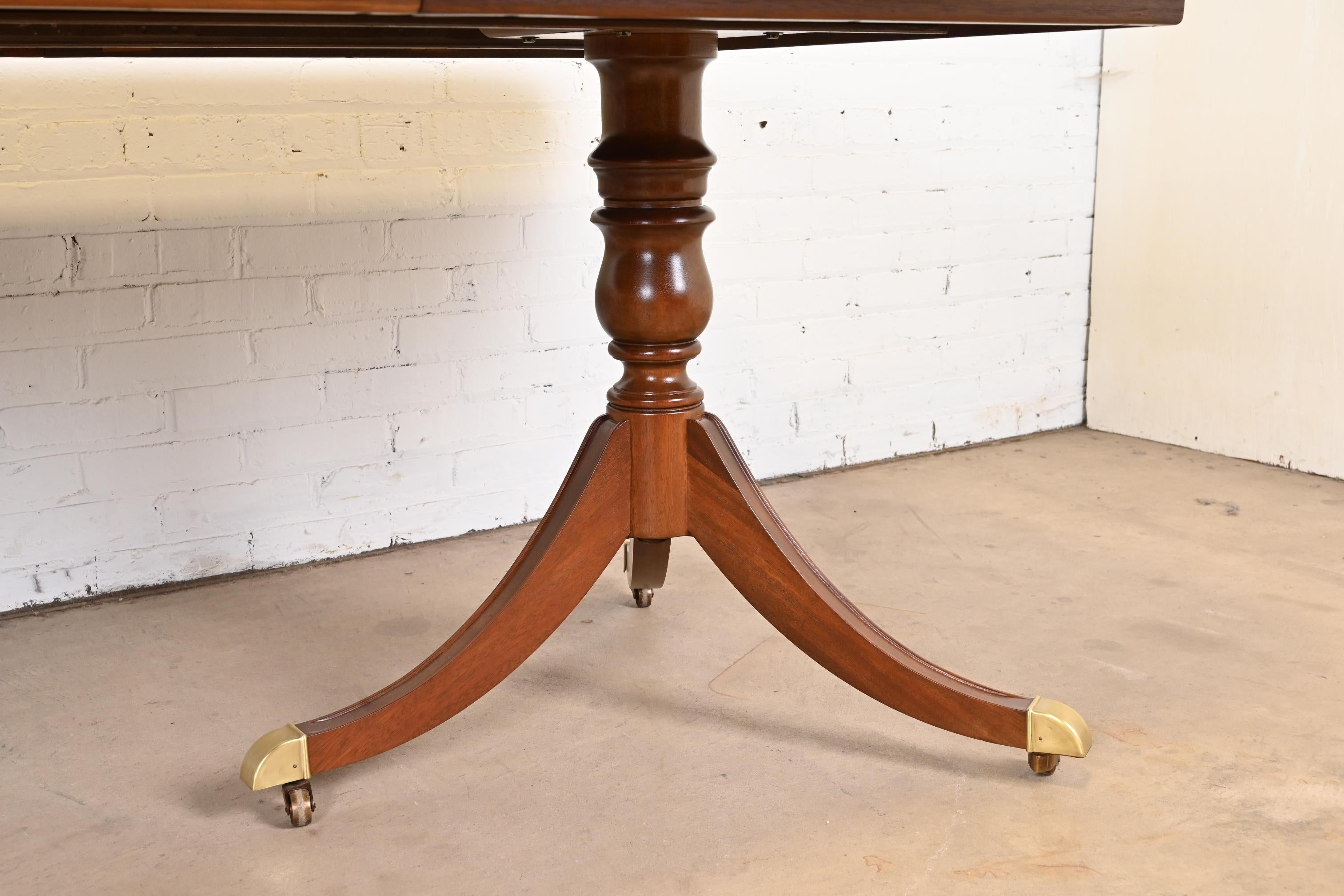 Heritage Georgian Banded Mahogany Double Pedestal Dining Table, Newly Refinished 11