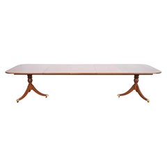Heritage Georgian Banded Mahogany Double Pedestal Dining Table, Newly Refinished