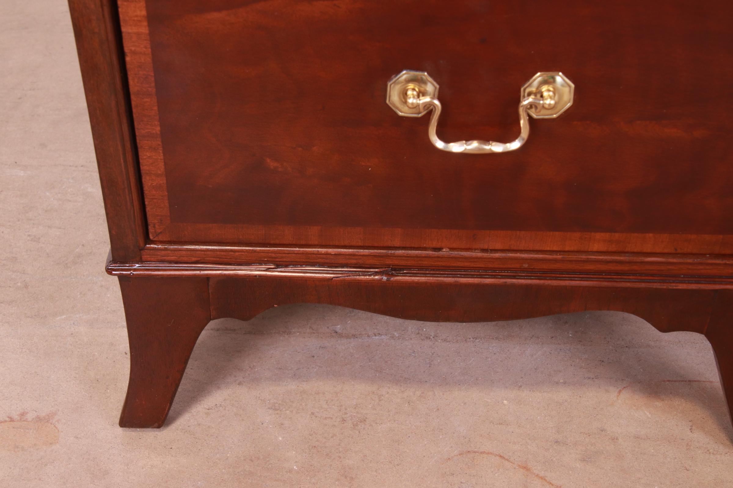 Heritage Georgian Mahogany Leather Top Step End Tables or Nightstands, Pair For Sale 6