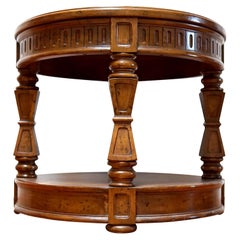 Heritage Henredon Burl Wood Drum Shaped Side Table MCM