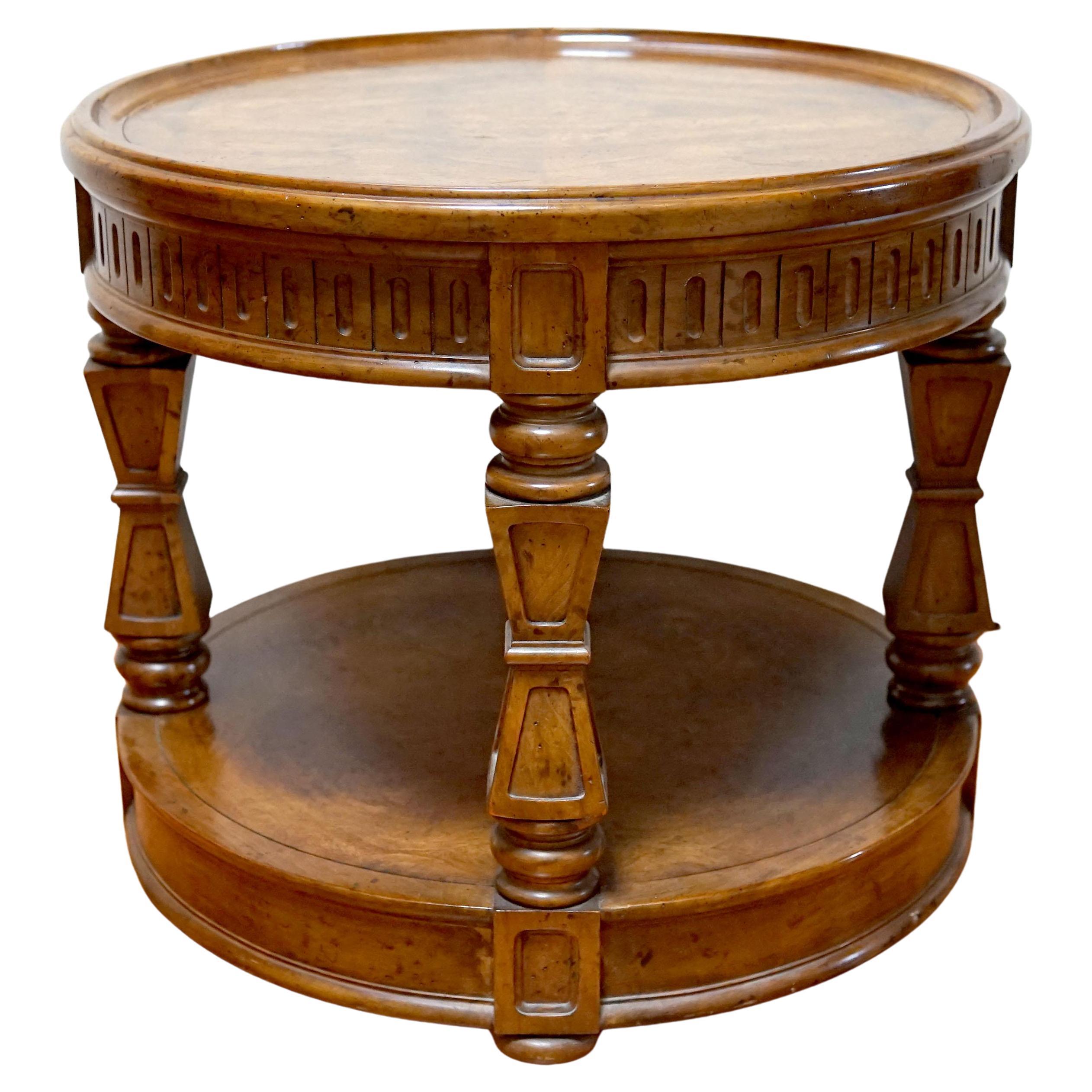 Table d'appoint en forme de tambour en bois de broussin Henredon, MCM, Heritage