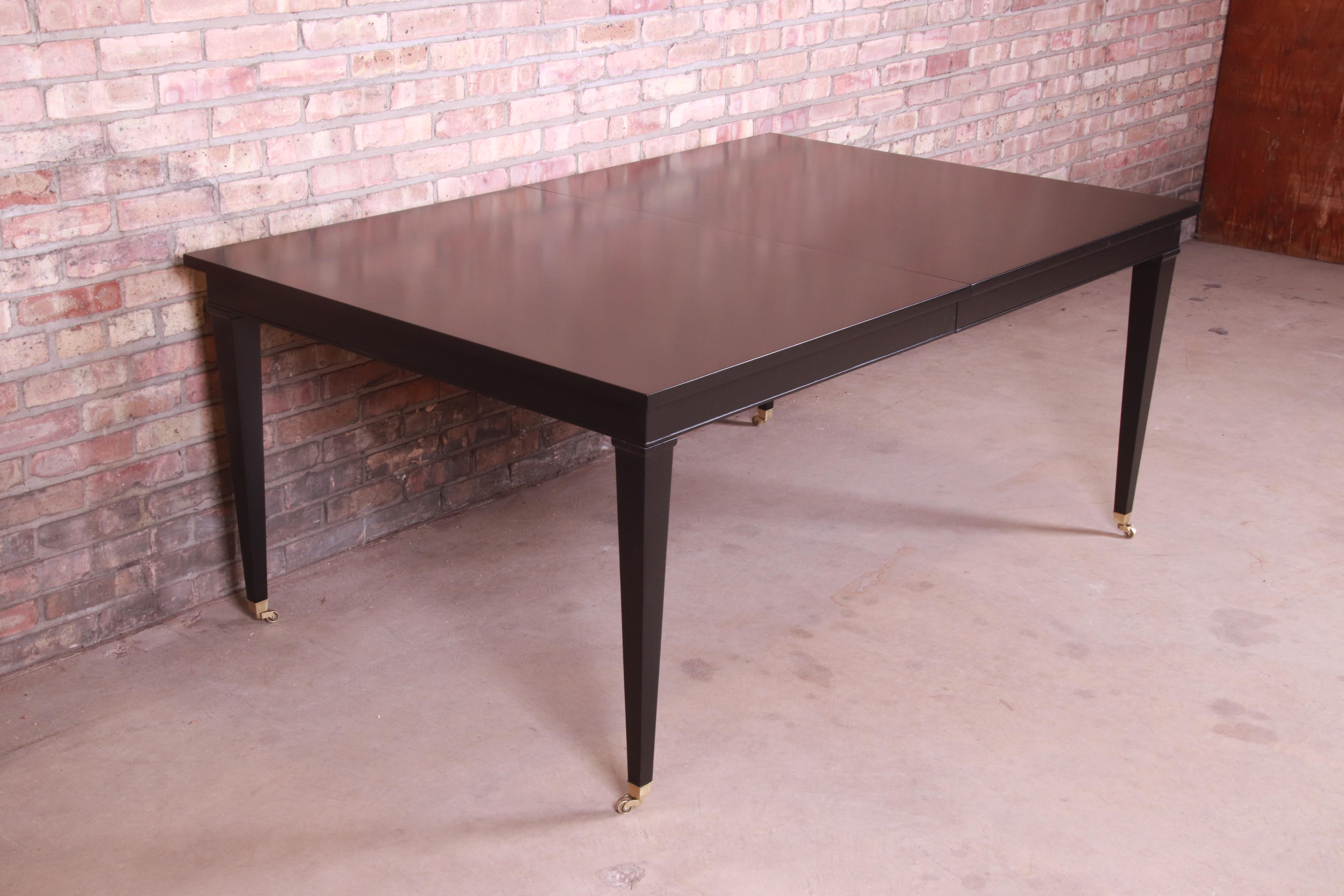 Heritage Henredon French Regency Black Lacquered Dining Table, Newly Refinished 5