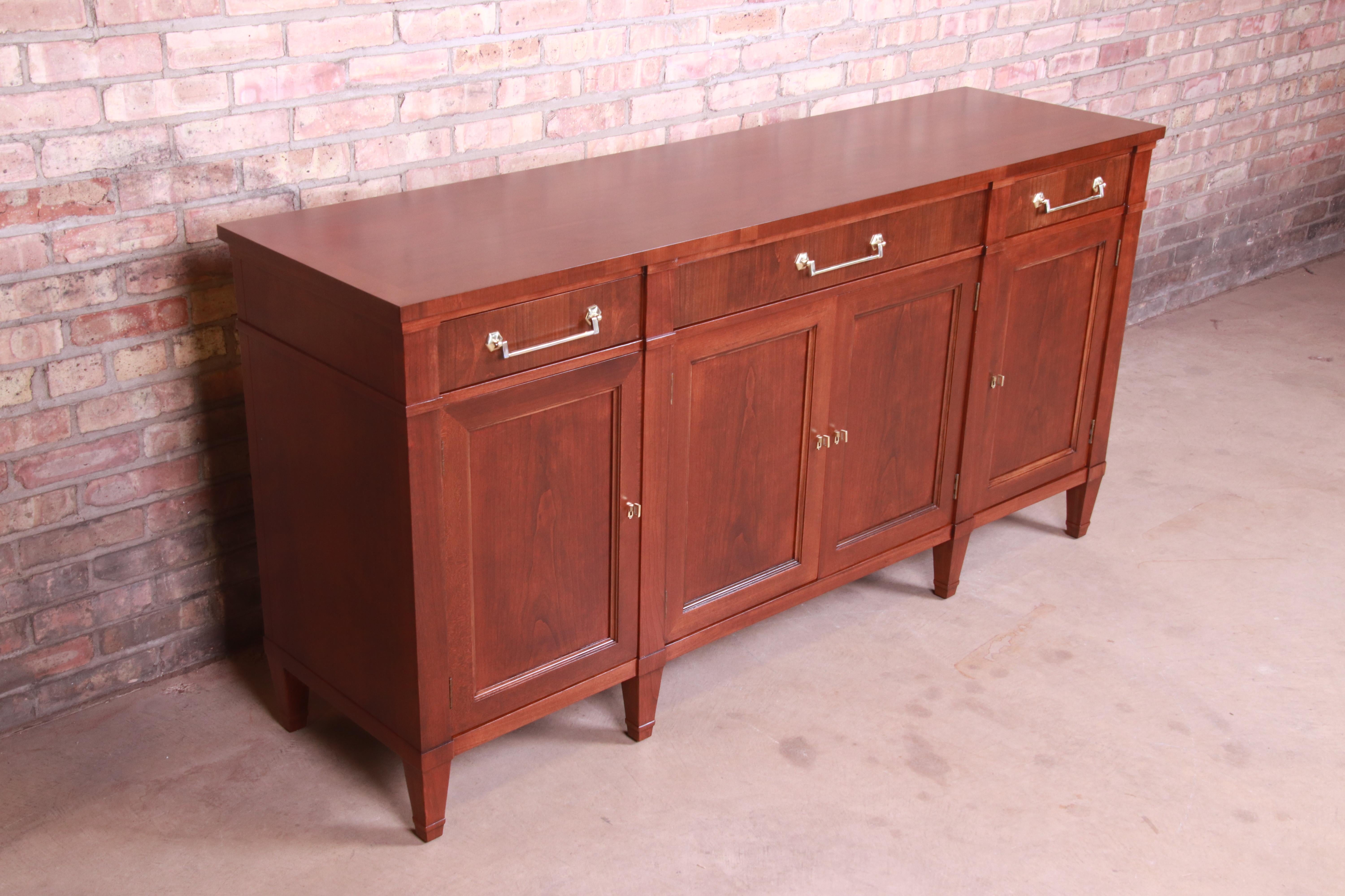 Heritage Henredon French Regency Cherry Sideboard Credenza, Newly Refinished In Good Condition In South Bend, IN